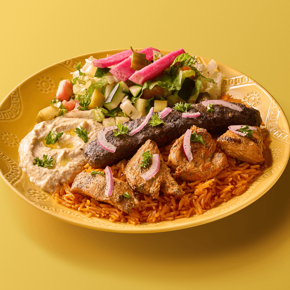 Half Egyptian Kofta Kabob / Half Chicken Kabob