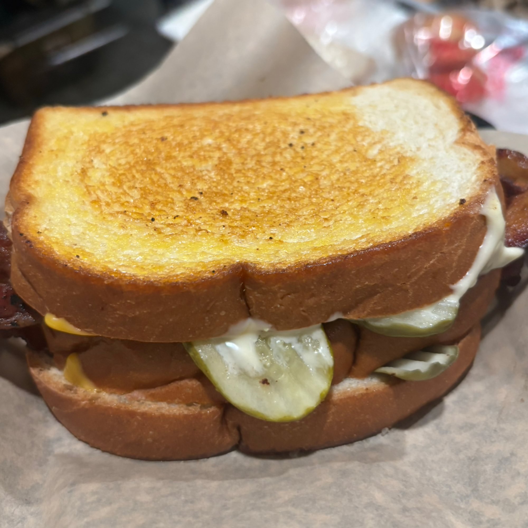Dill Pickle and Bacon Grilled Cheese Sandwich