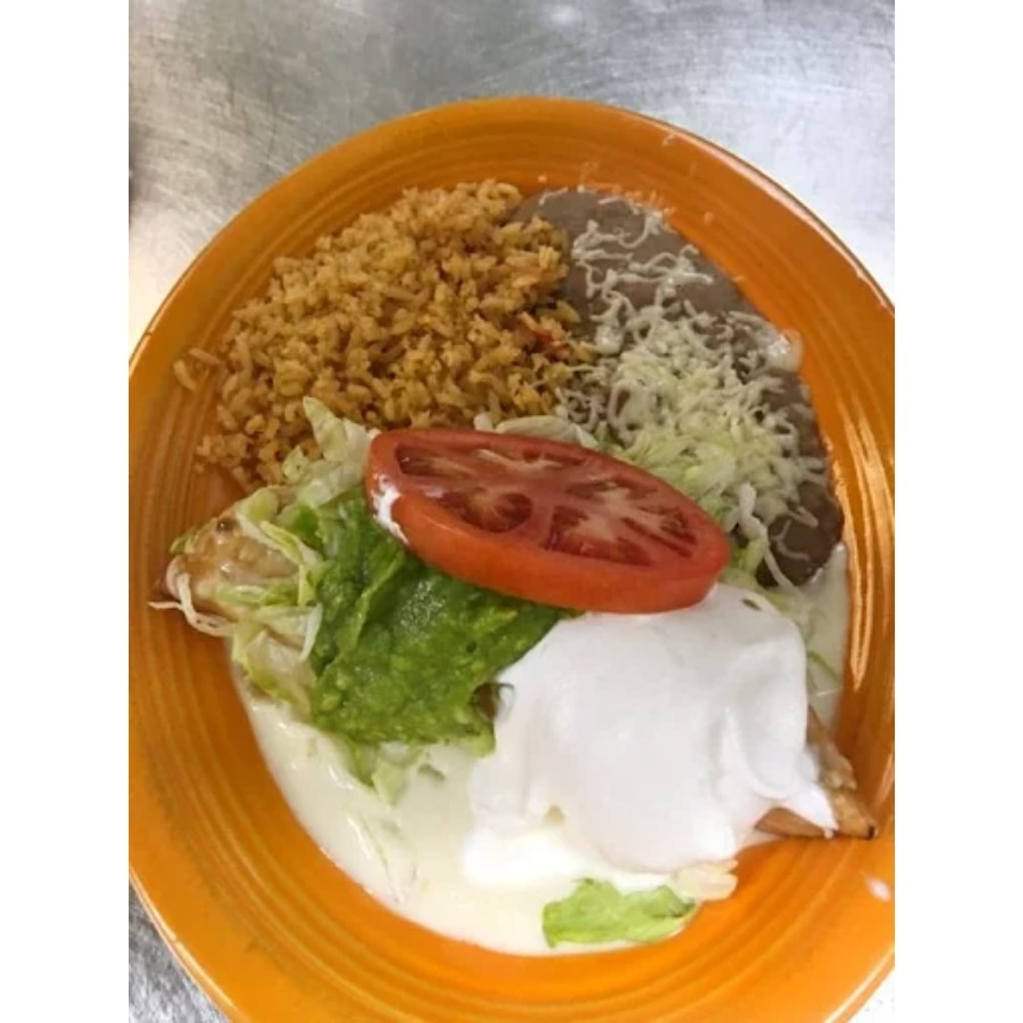14. 1/2 Chimichanga, Rice & Beans
