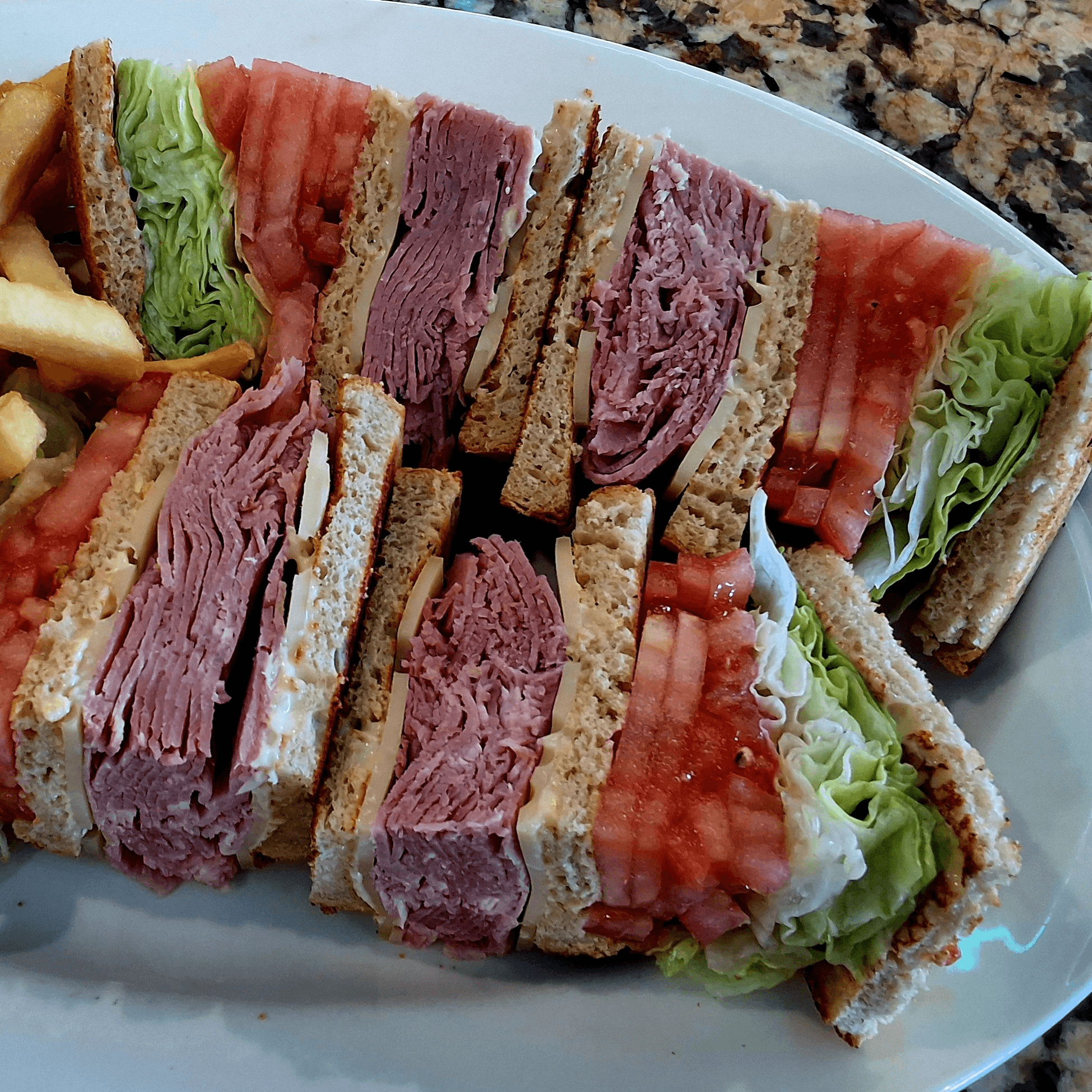 Virginia Ham and Swiss Club Sandwich