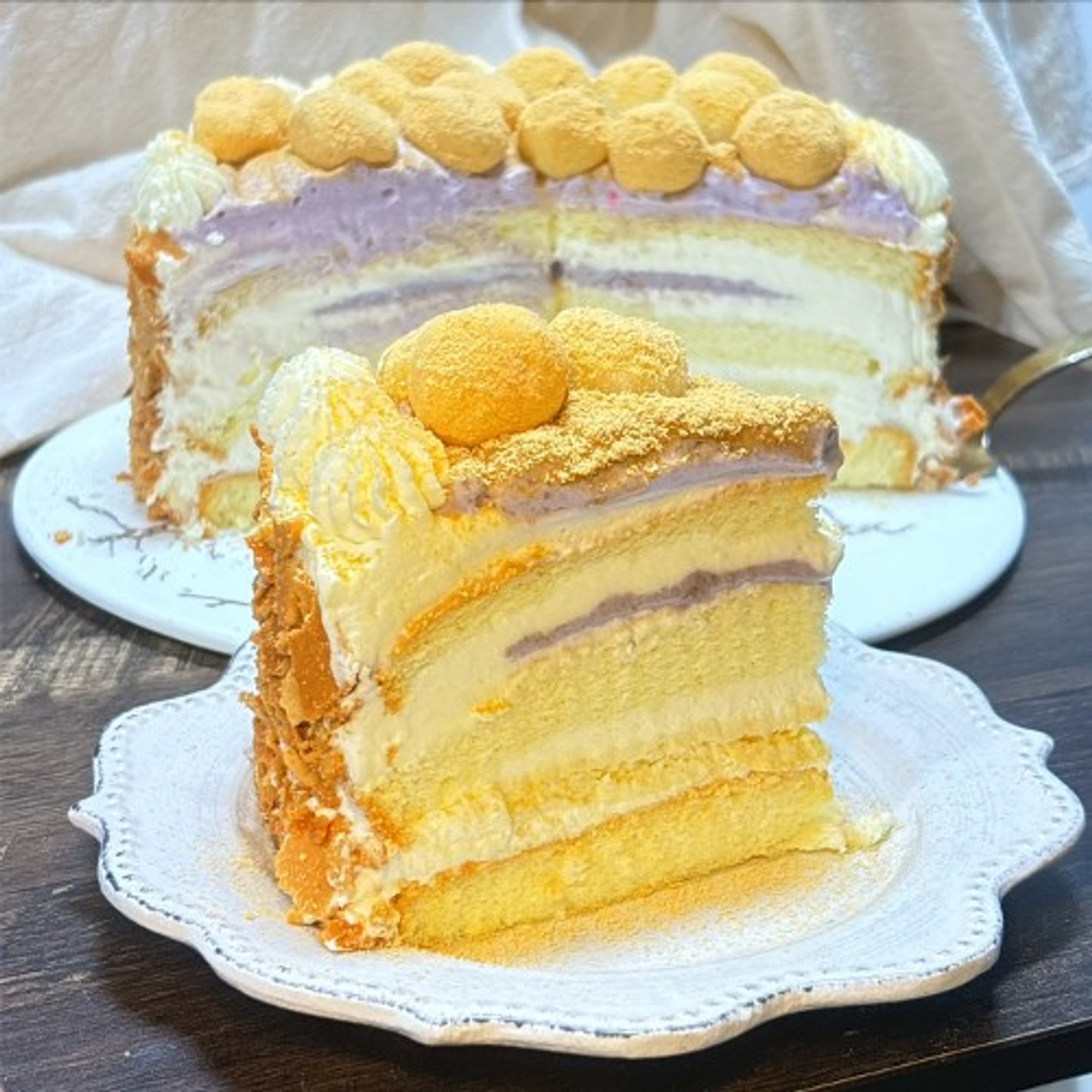 Taro Mochi Soymilk Slice (豆乳芋泥麻薯切块)