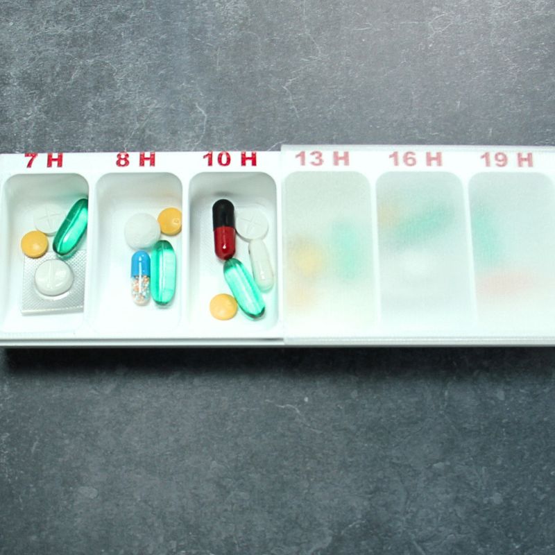 Hourly pill organizer, printed to your dose hours