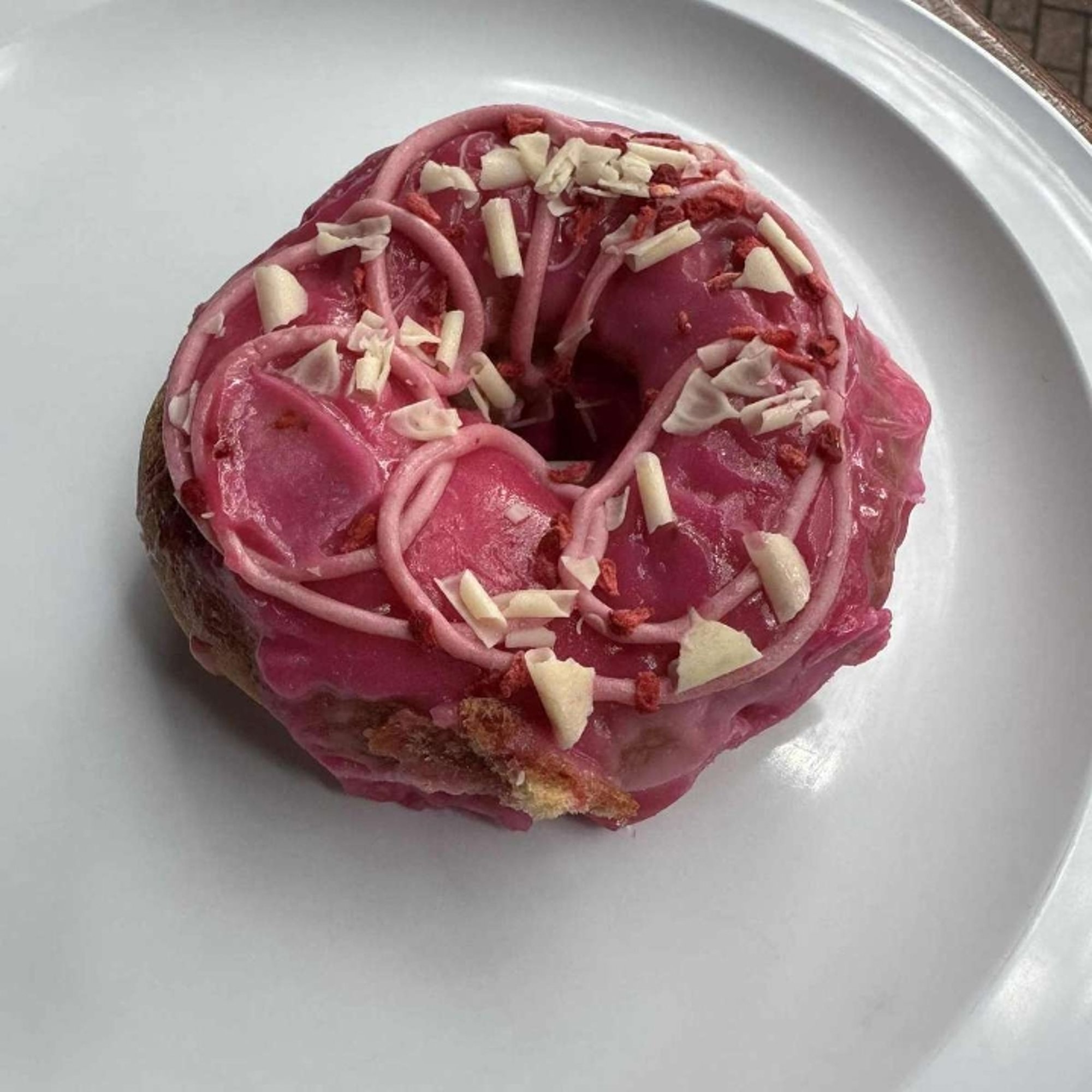 French Chouxnuts Raspberry and White Chocolate with Raspberry Filling