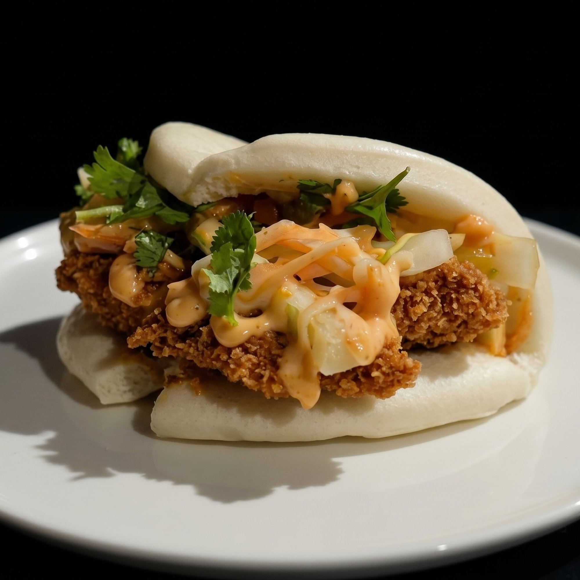 Lotus Bun (Bao Bun) with Crispy Chicken