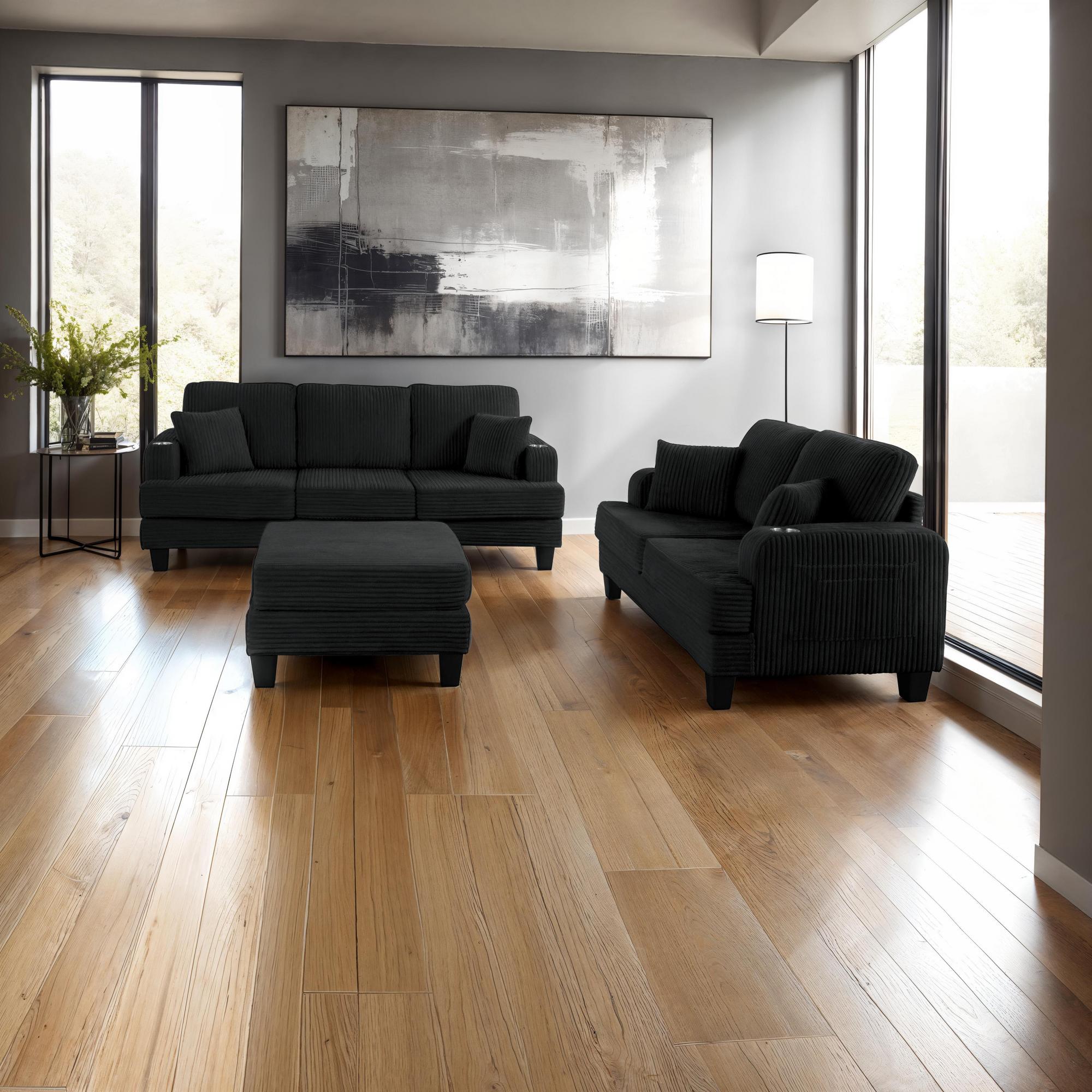 Moretaine Sofa & Loveseat - Black
