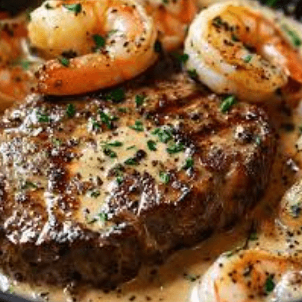 Sirloin Steak & Baked Stuffed Shrimp
