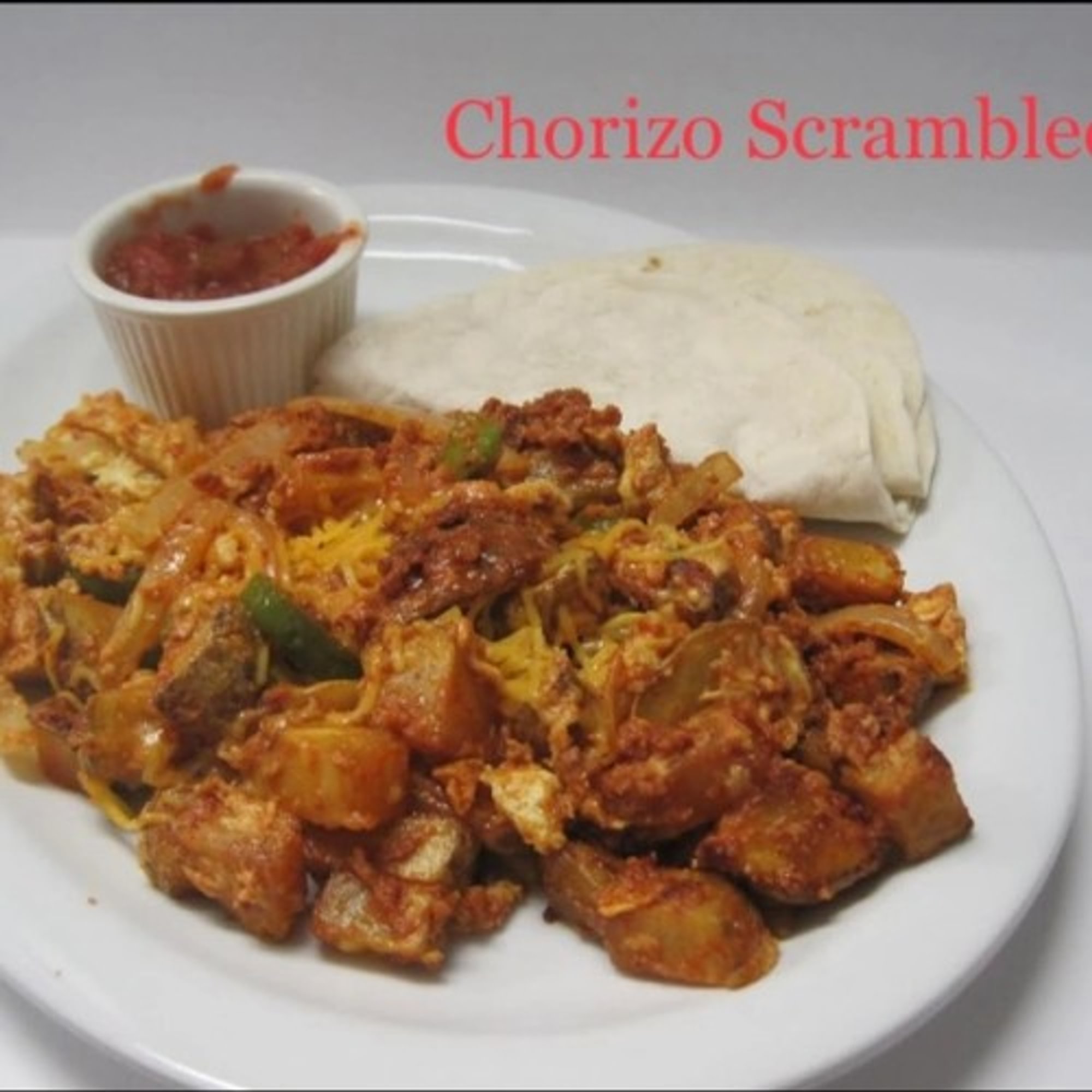 Chorizo Scramble with 3 Flour Tortillas