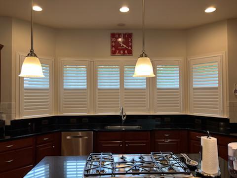 Our Shutters found their forever home in the kitchen windows of this house in Fairfax. Shutters are just the right fit for multiple small windows as they are easy to clean and maintain.  BudgetBlindsFairfax  FairfaxVA  Shutters  FreeConsultation  WindowWednesday