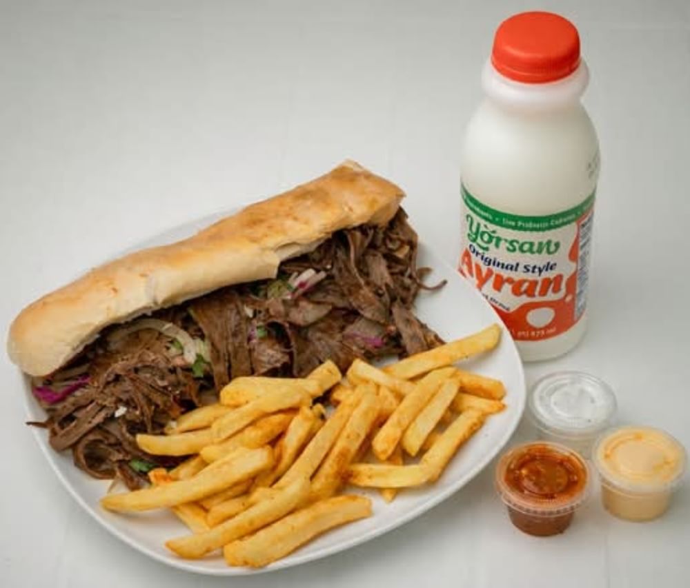 Beef and Lamb Sandwich Combo with Ayran
