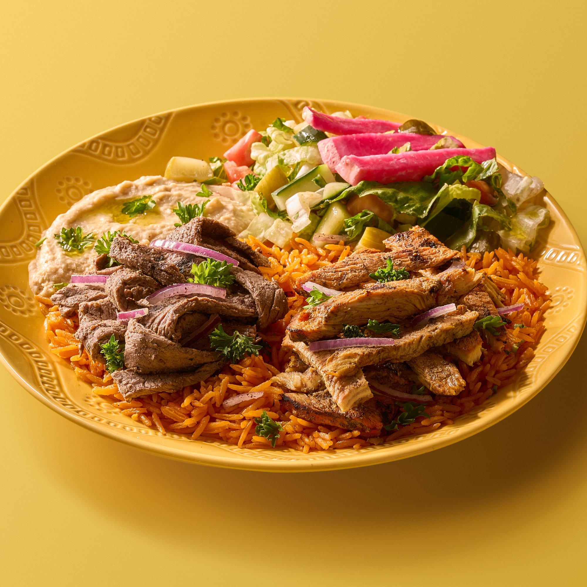 Half Beef/Half Chicken Shawarma Plate