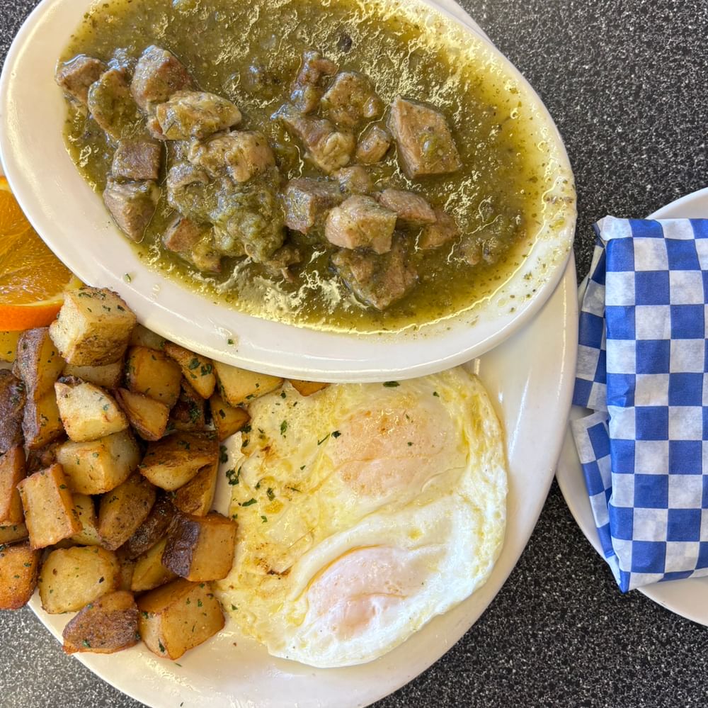 Two Eggs Any Style with Chili Verde