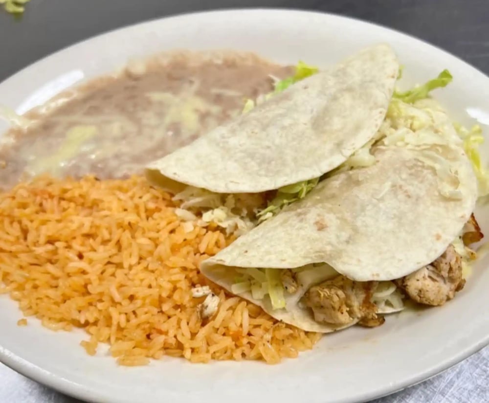 Two Tacos with Rice & Beans