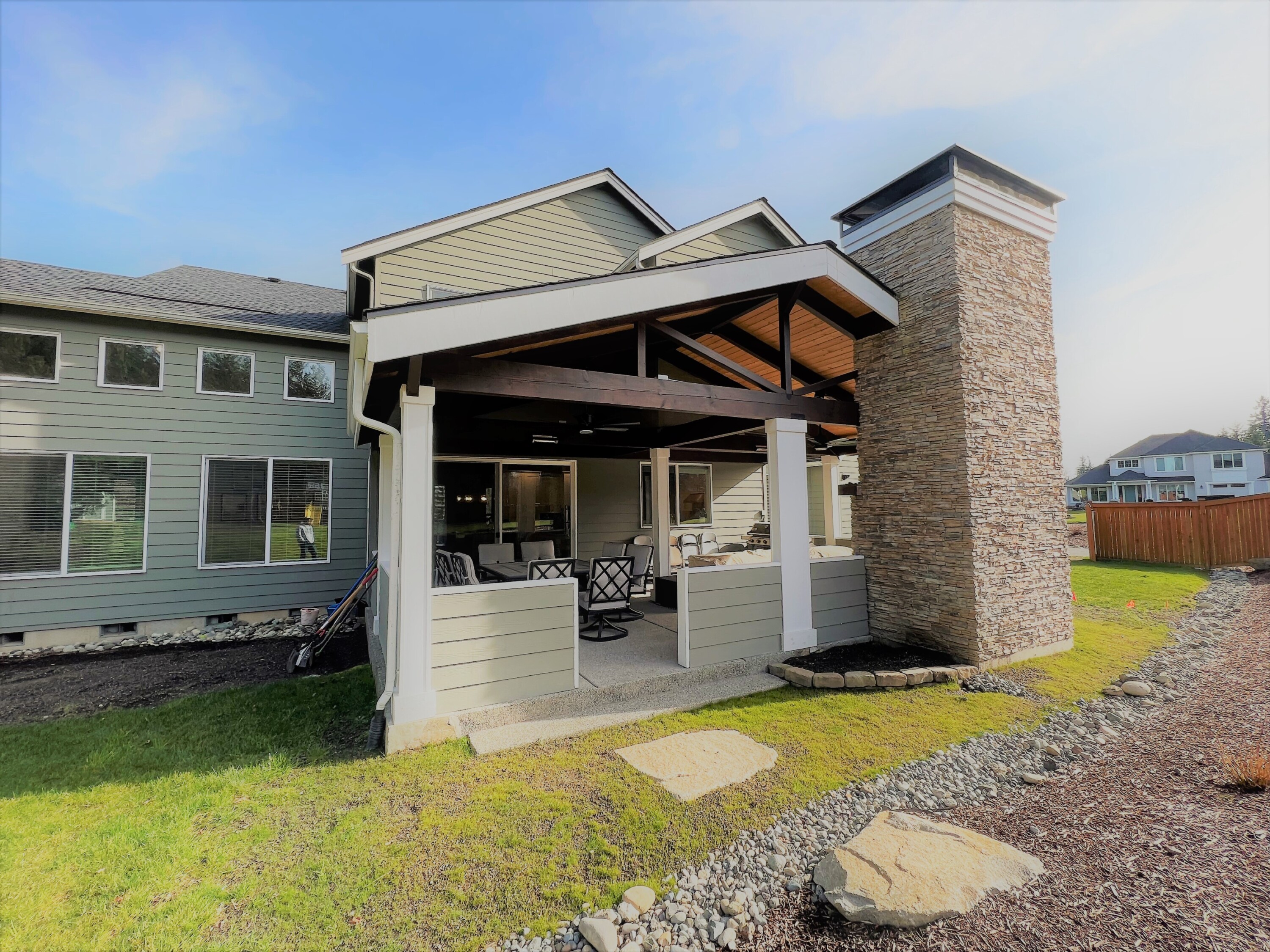 Custom Patio Cover and Outdoor Fireplace