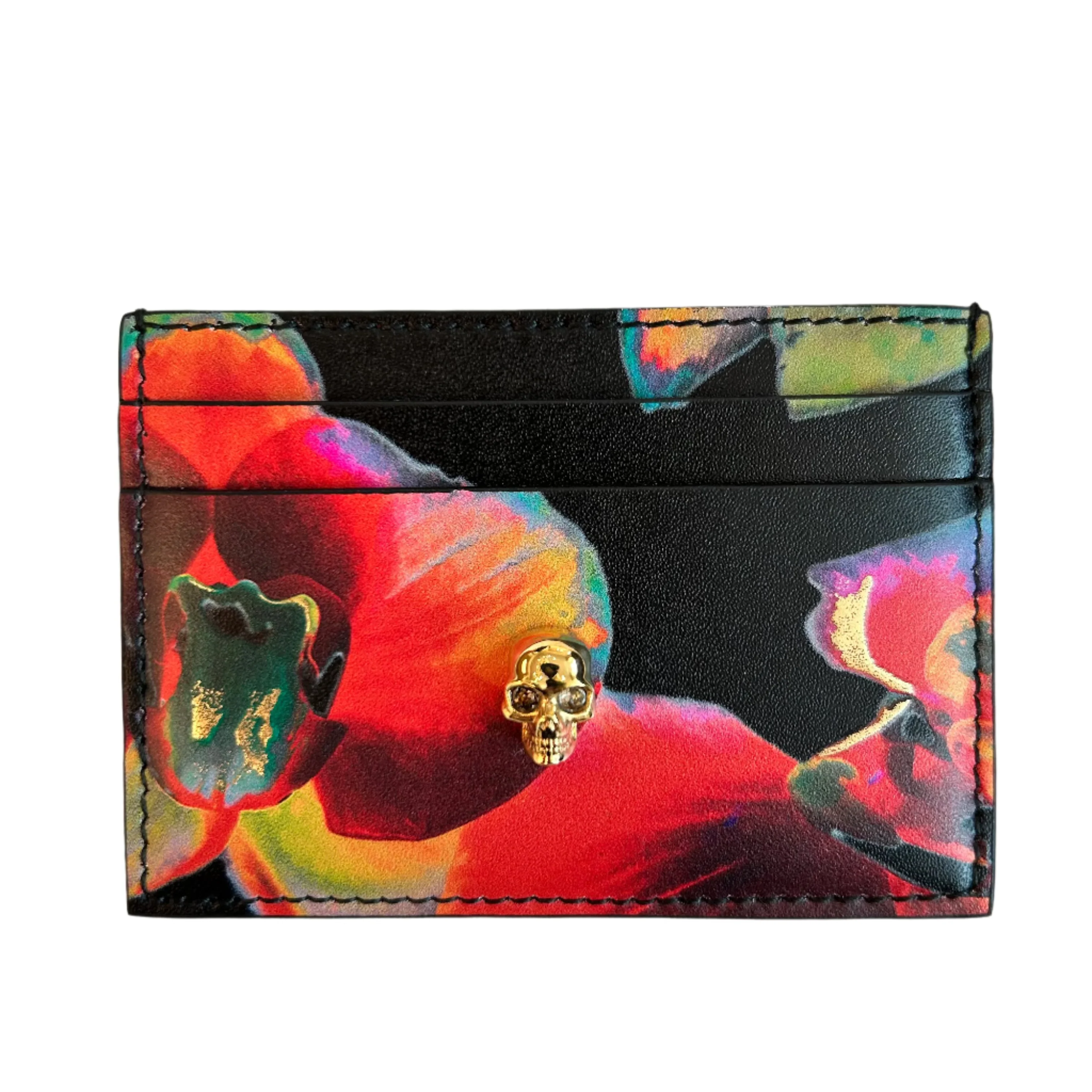 Pre-Loved Alexander McQueen Floral Skull Cardholder