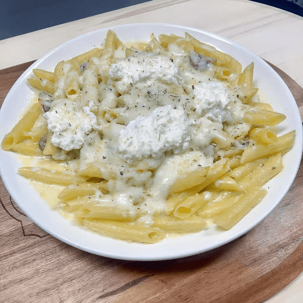 Baked Ziti Blanco with Mushrooms