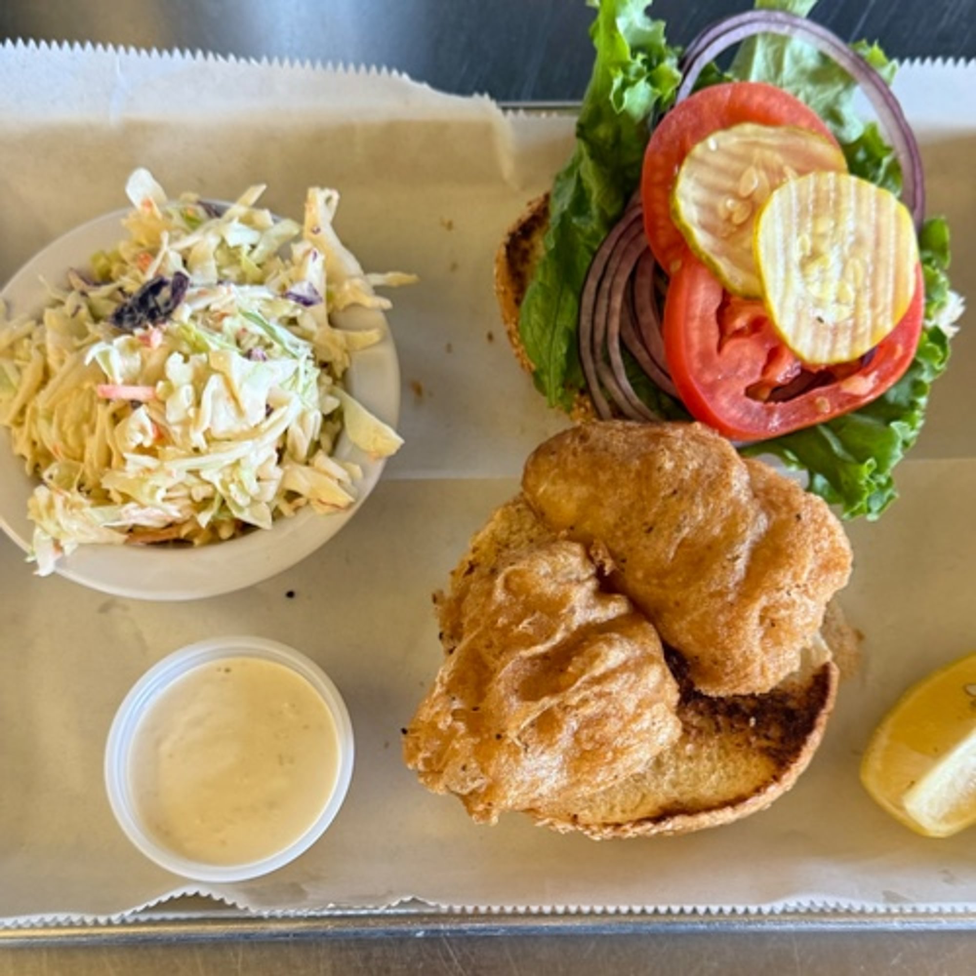 Fish Burger with Choice of Side