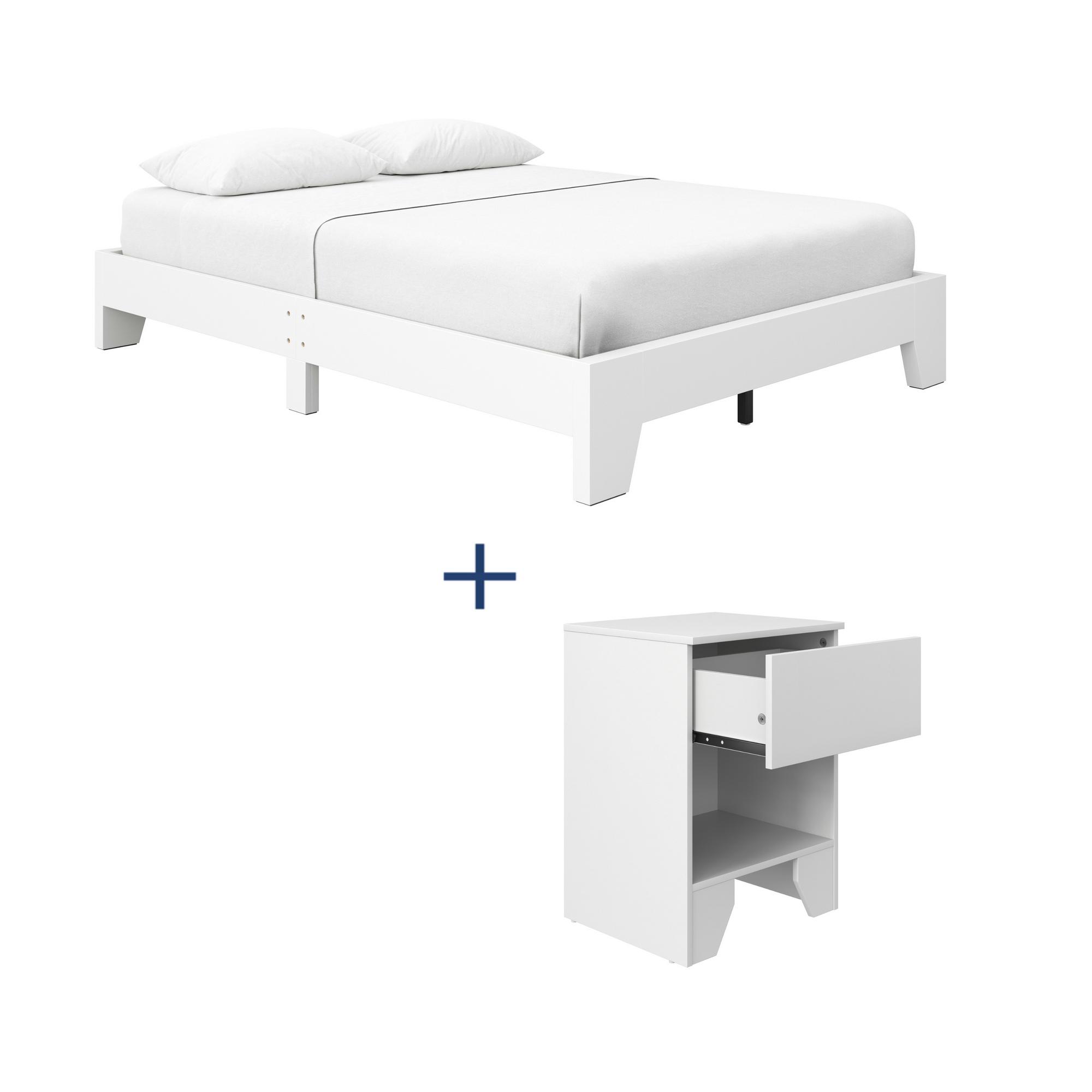 Queen Mereno Platform Bed w/8" Tight Top Firm Foam Mattress