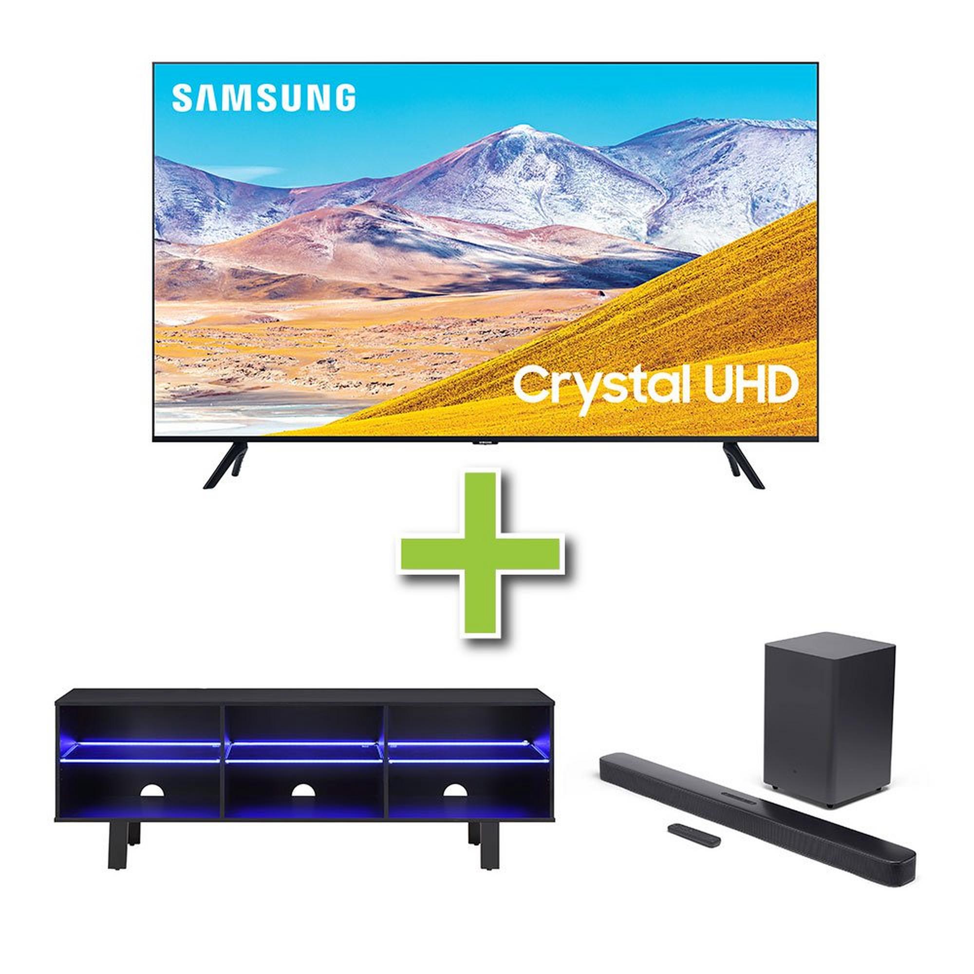 65" Samsung TV w/ Soundbar & TV Stand