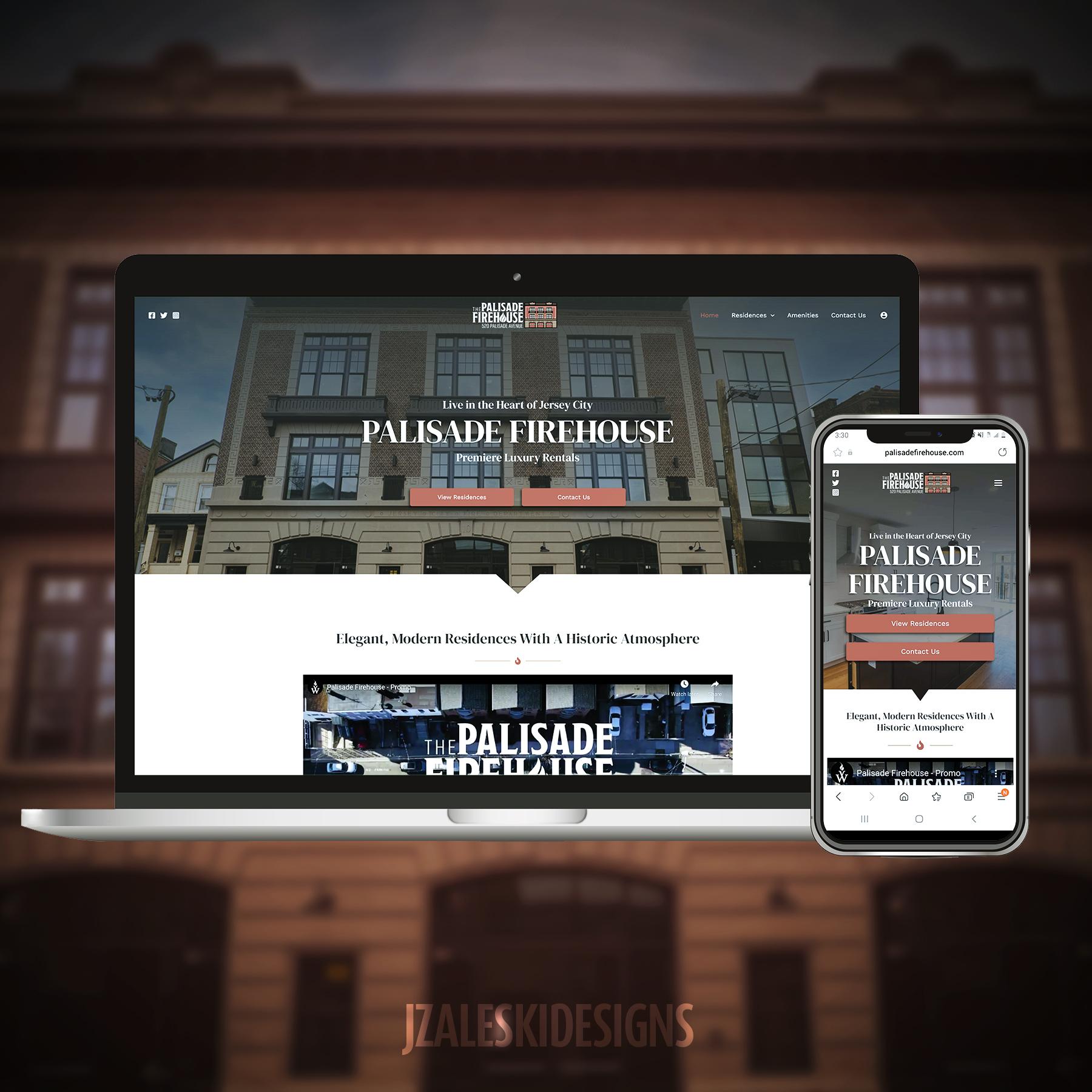 Palisade Firehouse website development on laptop screen and mobile device.