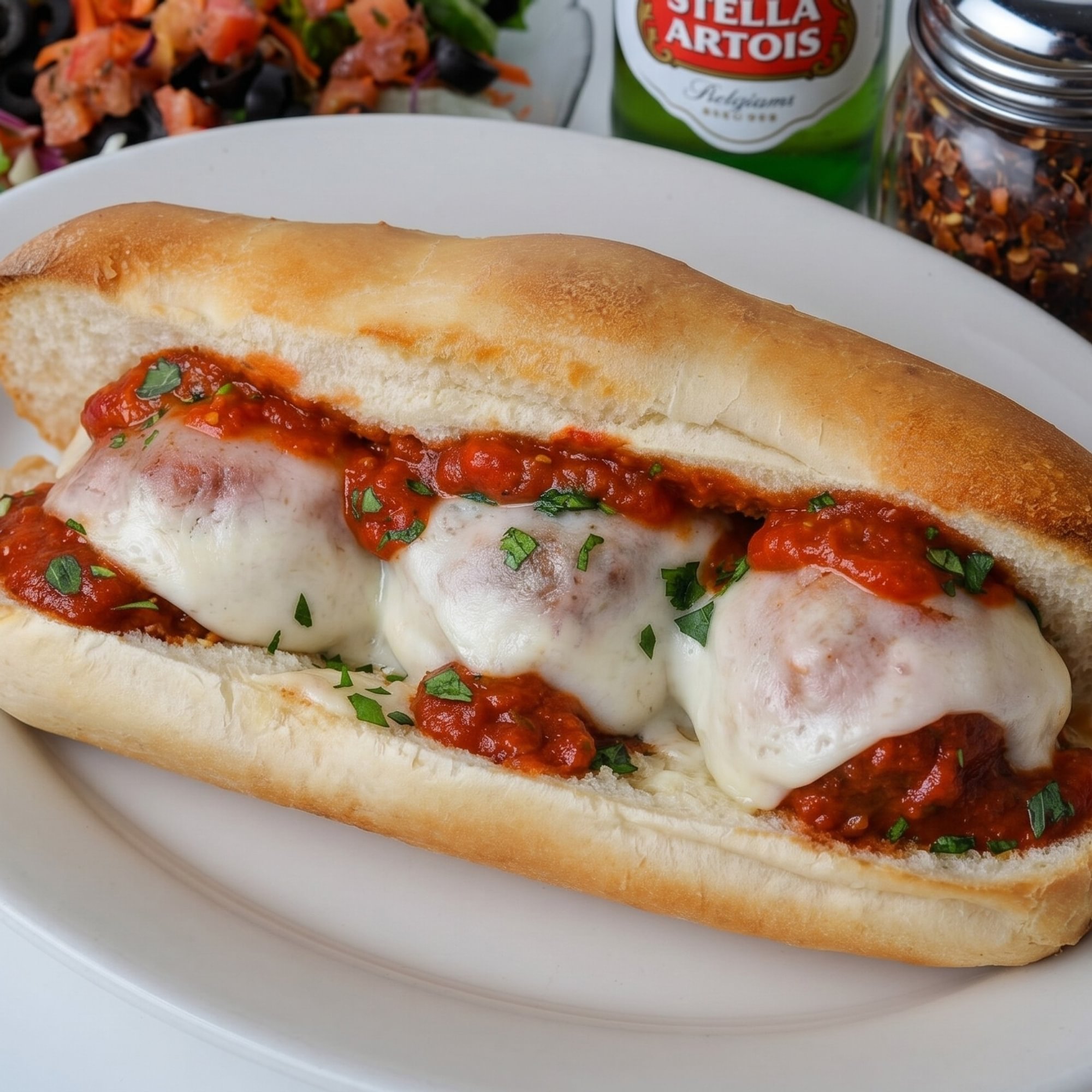 Meatball Parmigiana Italian Sandwich
