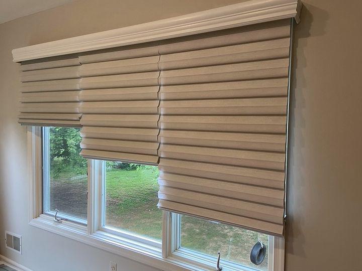 How stunning do our natural Pleated Shades look in this living room in Belvidere, NJ? Pleats add a fresh dimension to your windows and complement any aesthetic!  BudgetBlindsPhillipsburg  BelvidereNJ  PleatedShades  ShadesOfBeauty  FreeConsultation