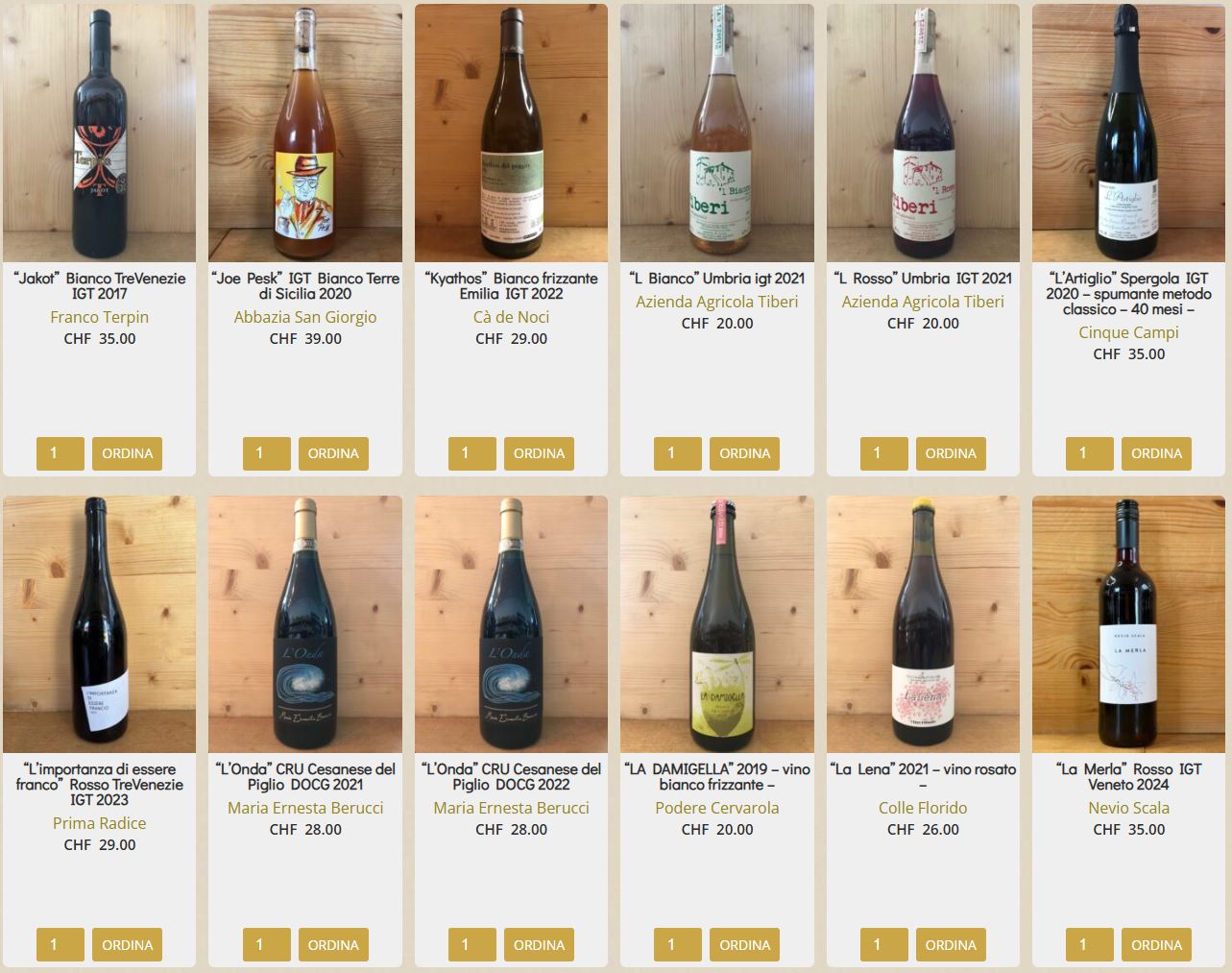 Sélection et vente de vins NATURELS, BIOLOGIQUES et BIODYNAMIQUES d'Italie.