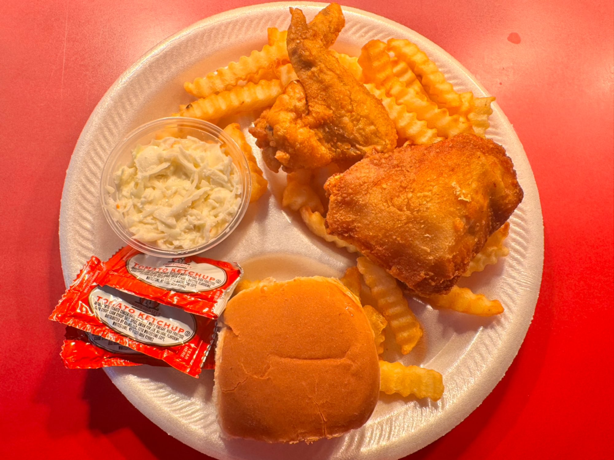2 pc Whole Wing Dinner Includes Fries, Slaw & Roll