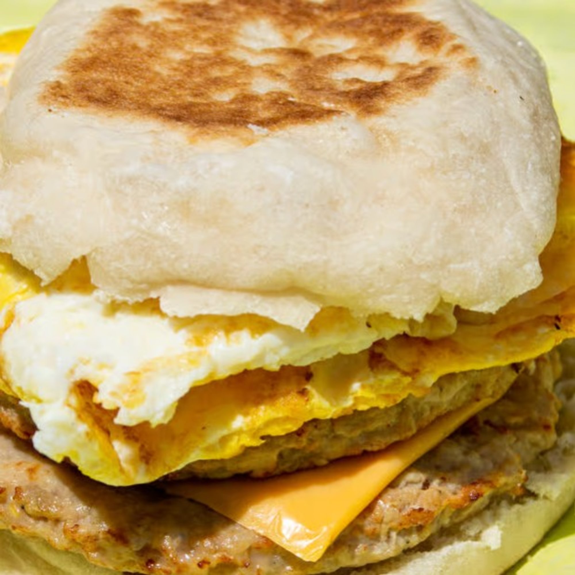English Muffin with Sausage, Egg, Cheese and Mayo