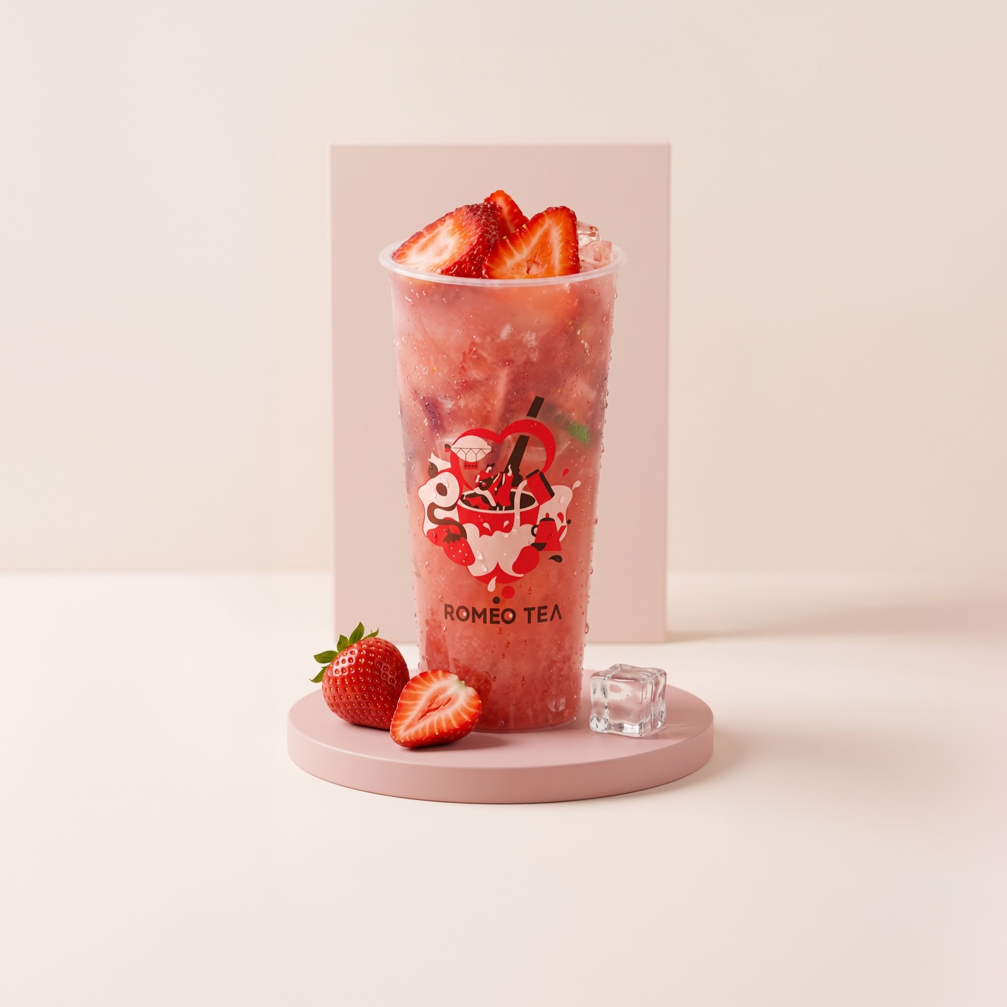 Hand Crushed Strawberry Iced Jasmine Green Tea