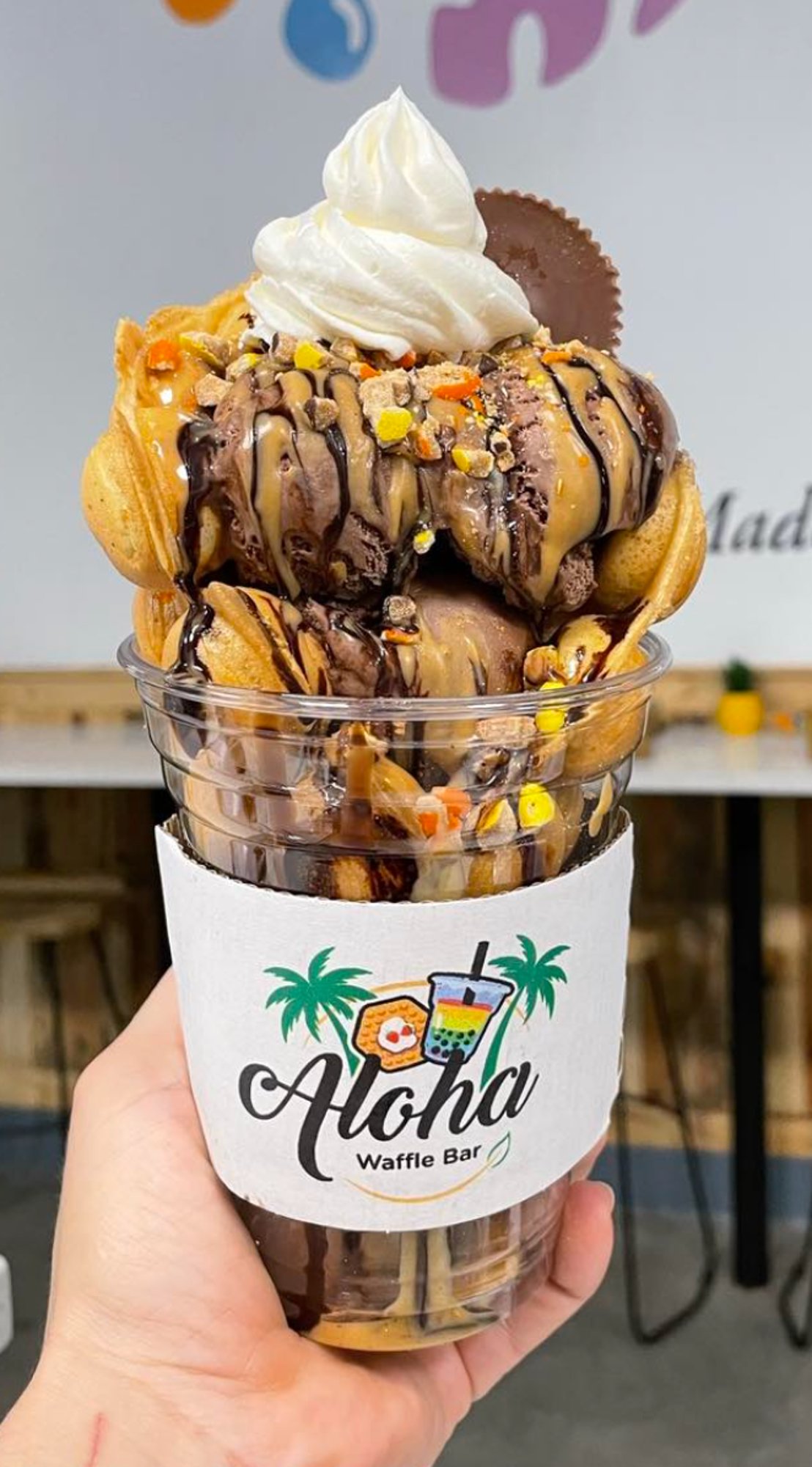 Peanut Butter Waffle Cup- Reese's Ice Cream Waffle Sundae