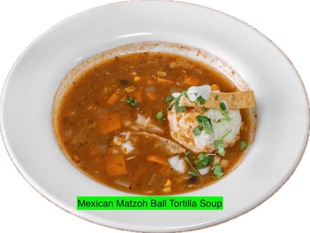 Mexican Matzo Ball Tortilla Soup (V)