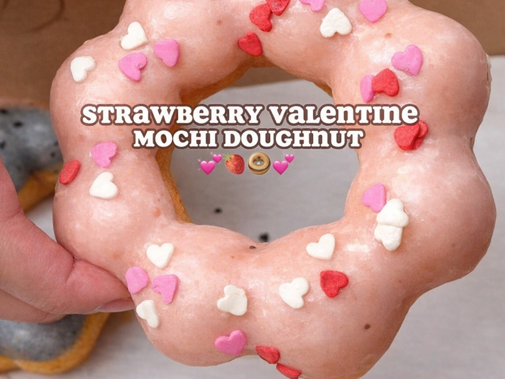 Strawberry Valentine Mochi Donut