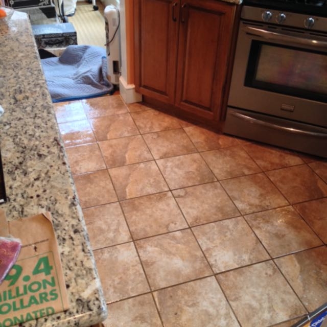 This tile was never clean professionally-- Before --