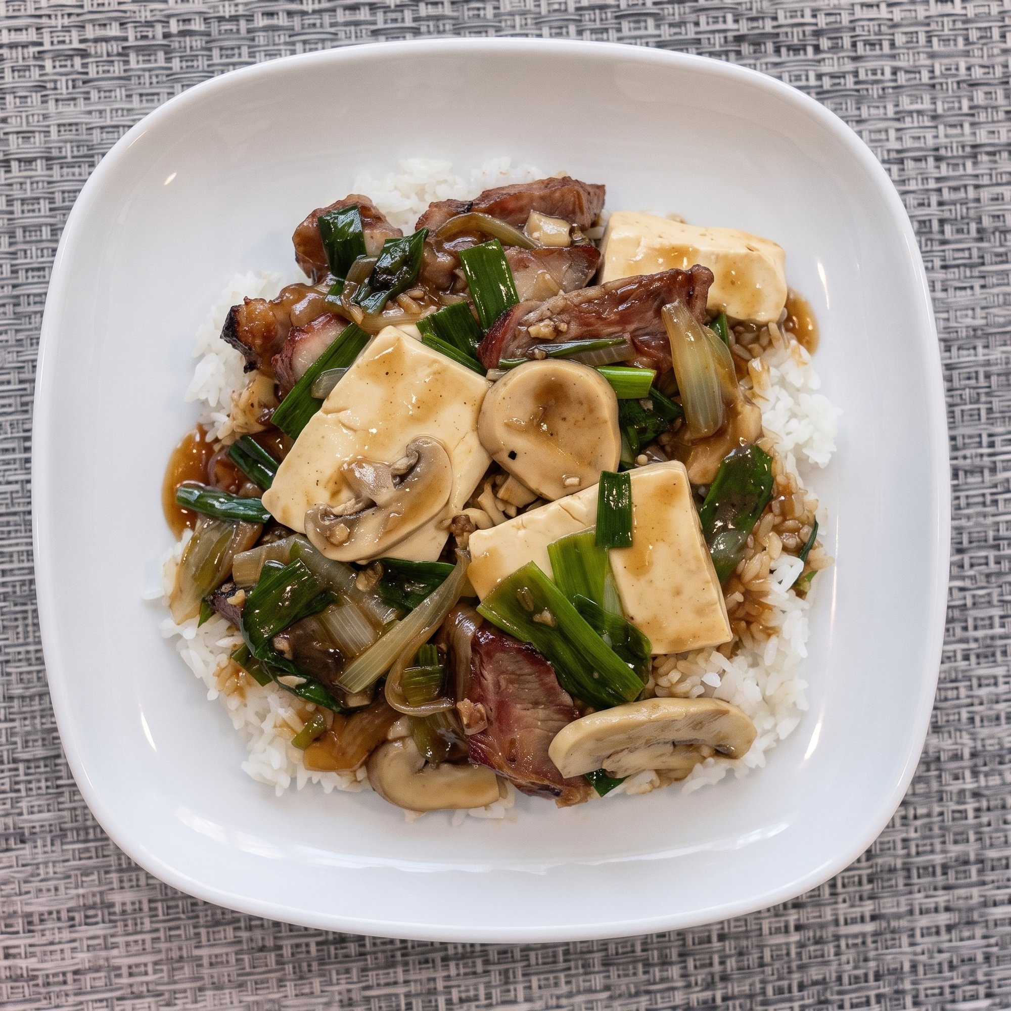 BBQ Pork with Tofu on Rice / 豆腐叉燒飯