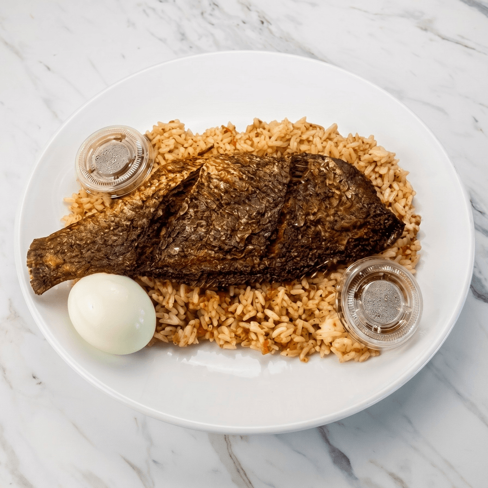 Fried Croaker with Corned Beef Rice