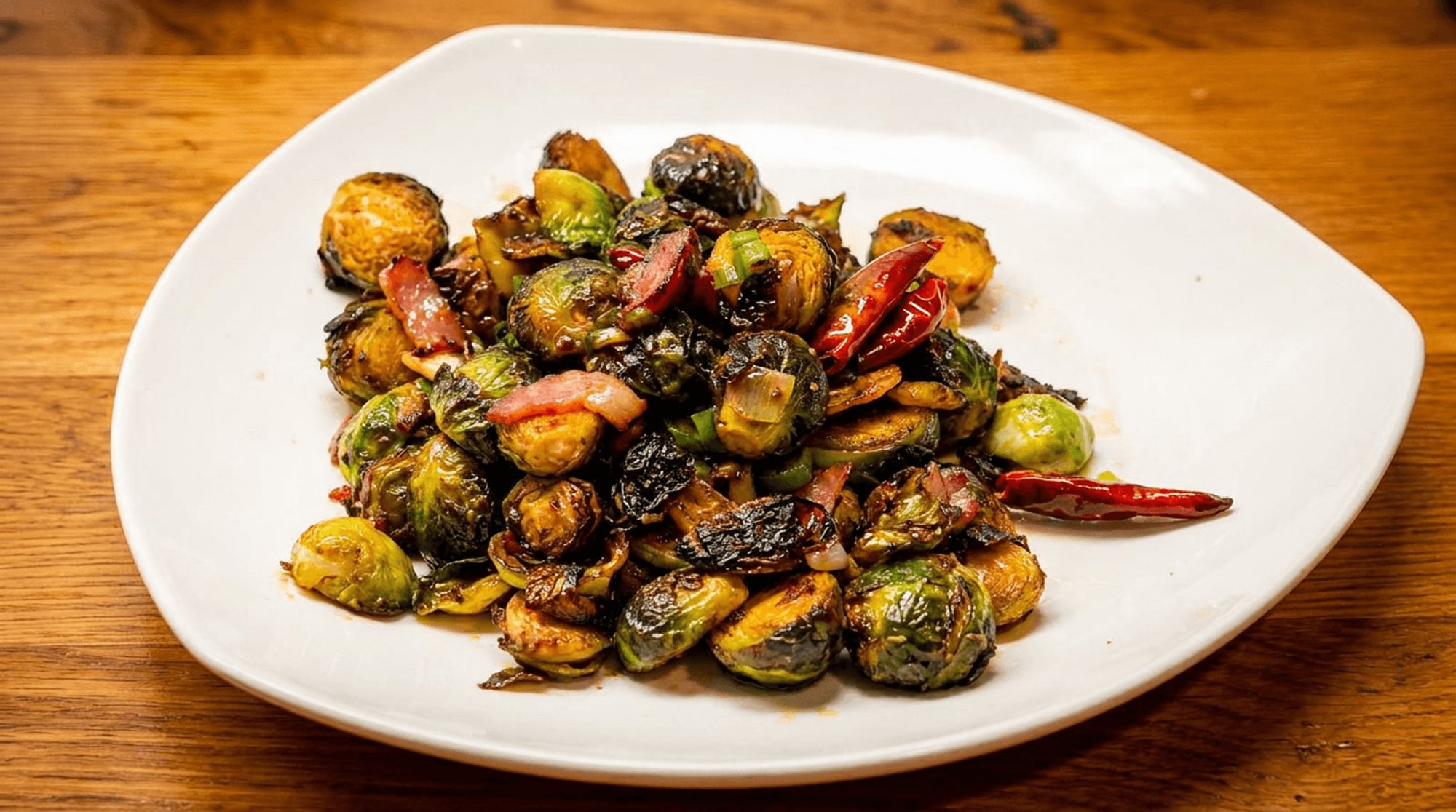 Dry Fried Brussels Sprouts