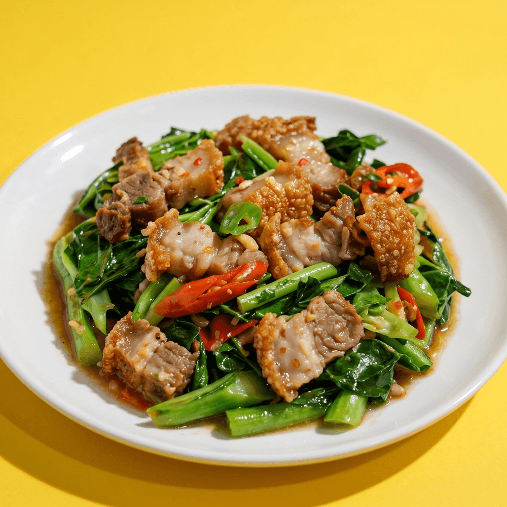 Chinese Broccoli with Crispy Pork