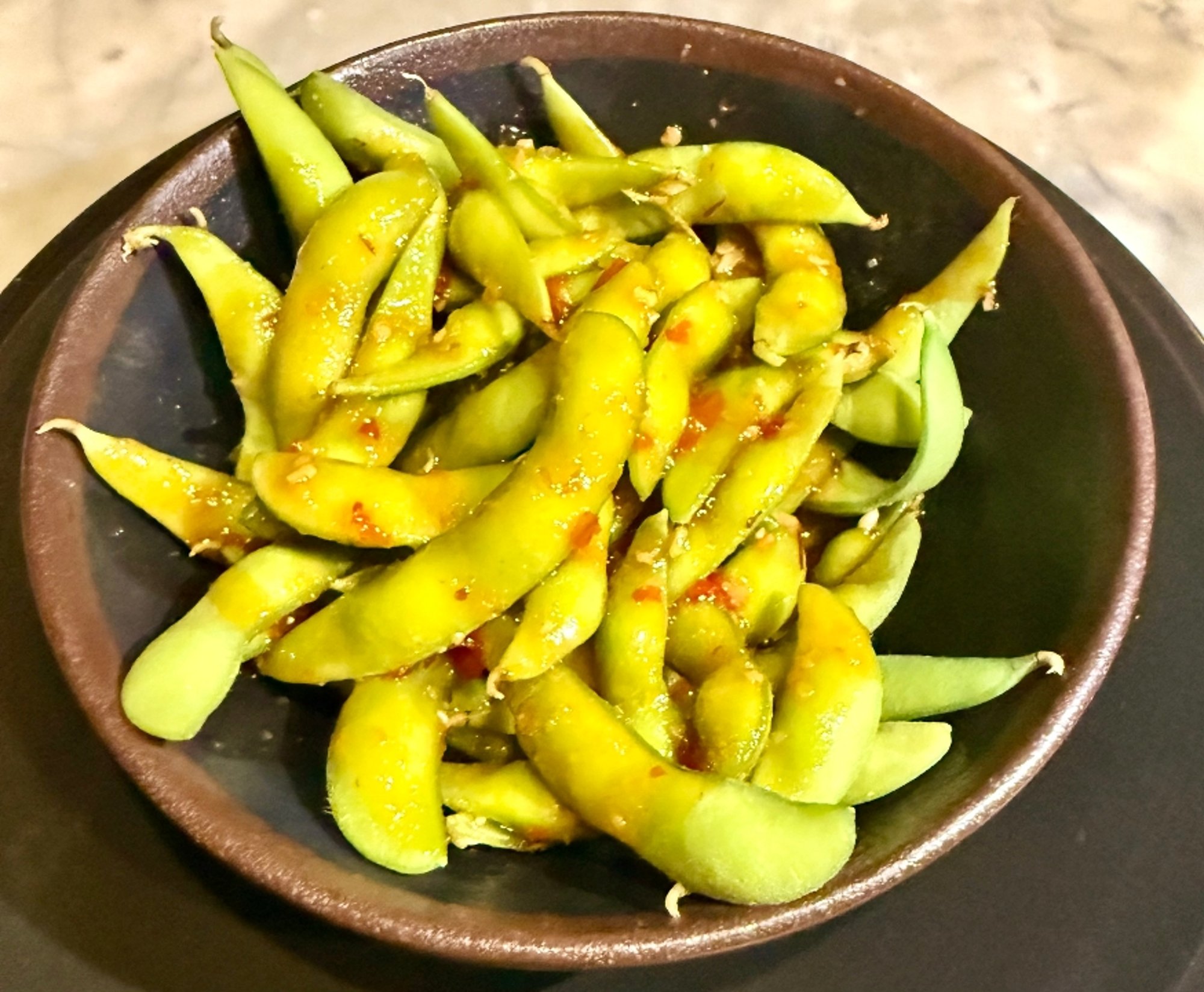 Spicy Garlic Edamame