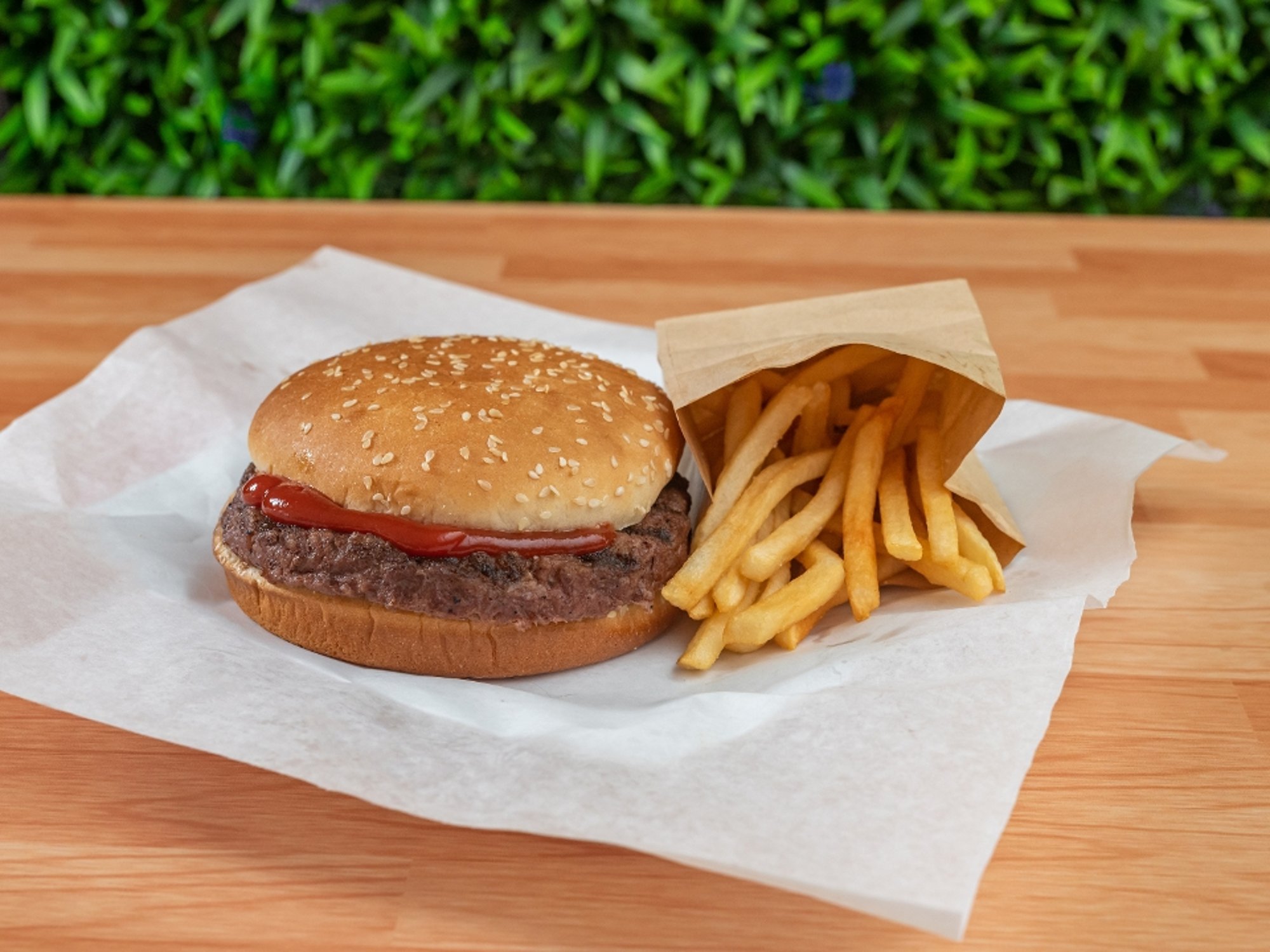 Burger plain with Fries