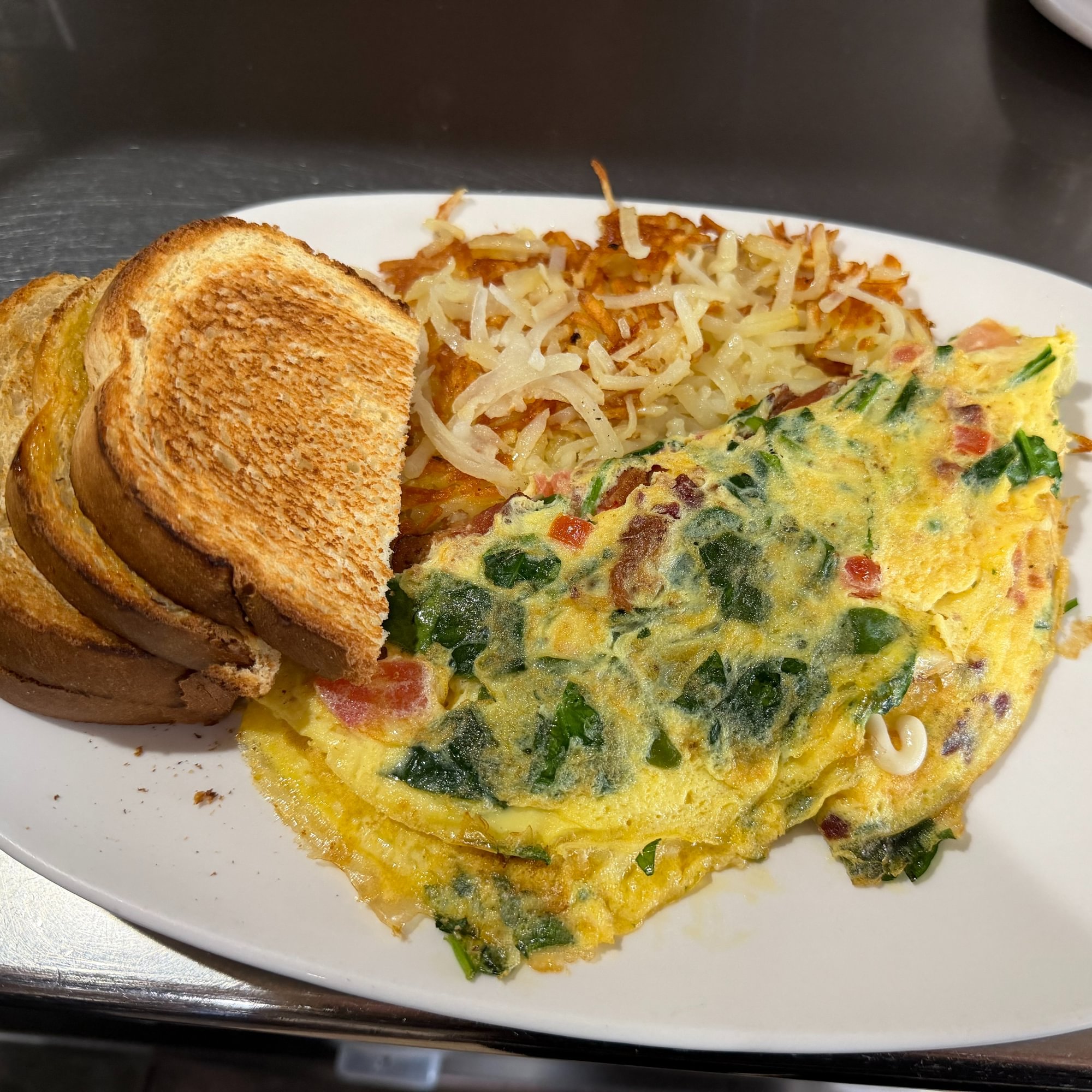 Spinach Bacon & Tomato Omelette