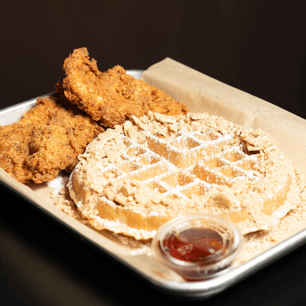 Cinnamon Toast Crunch Waffle W\ 2 Handbreaded Chicken Tenders