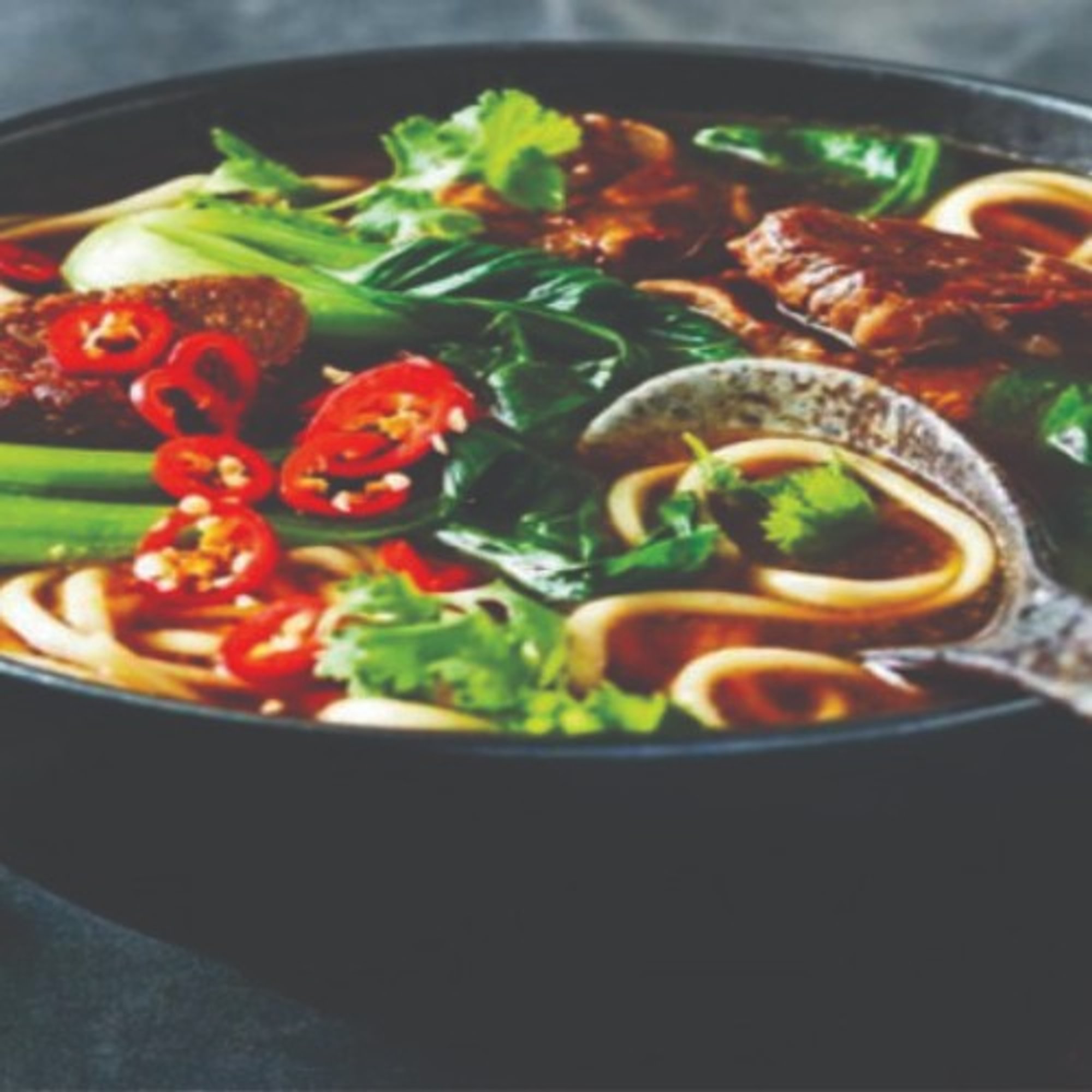 Spicy Beef Udon or Ramen Noodle Soup
