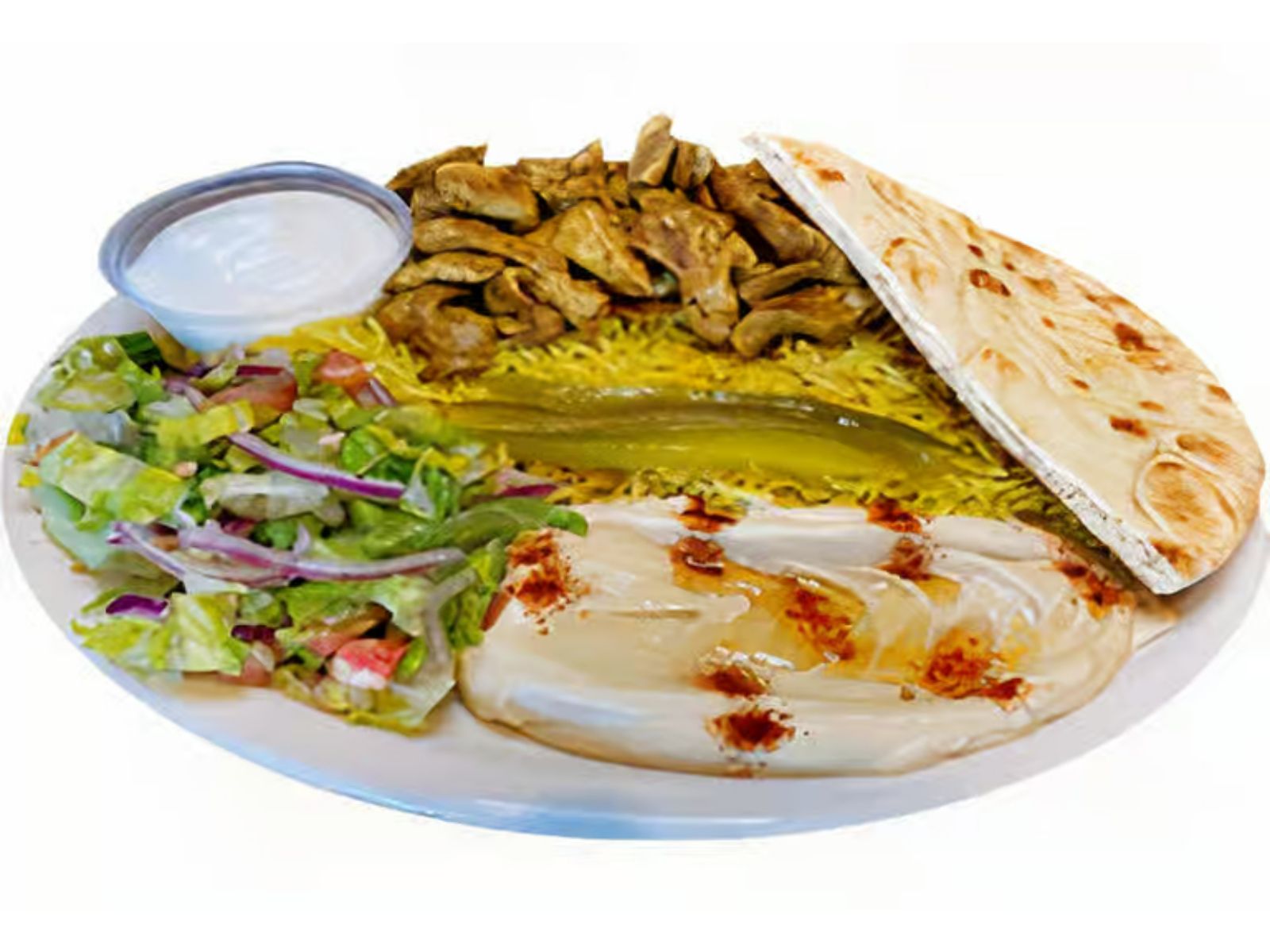 Rice Chicken Shawarma Plate & Garlic Sauce
