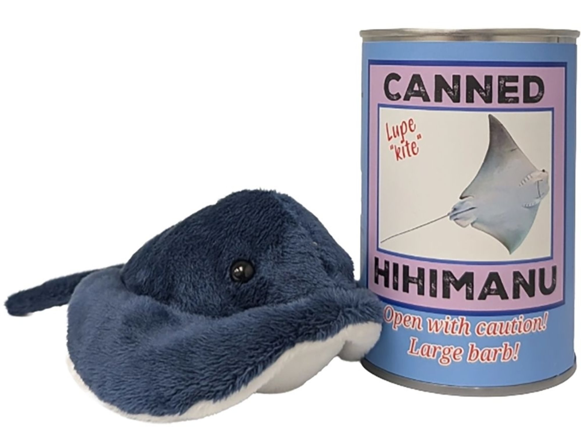 Lupe the Canned Hihimanu - Hawaiian Plush in Can w/Jokes Foil Lid