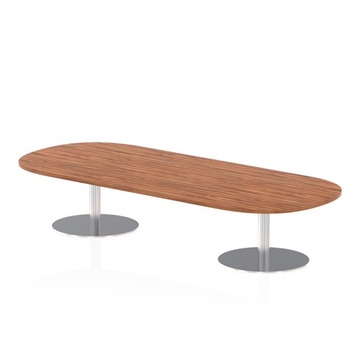 Italia 2400mm Boardroom Coffee Table Walnut Top 475mm High Silver Leg