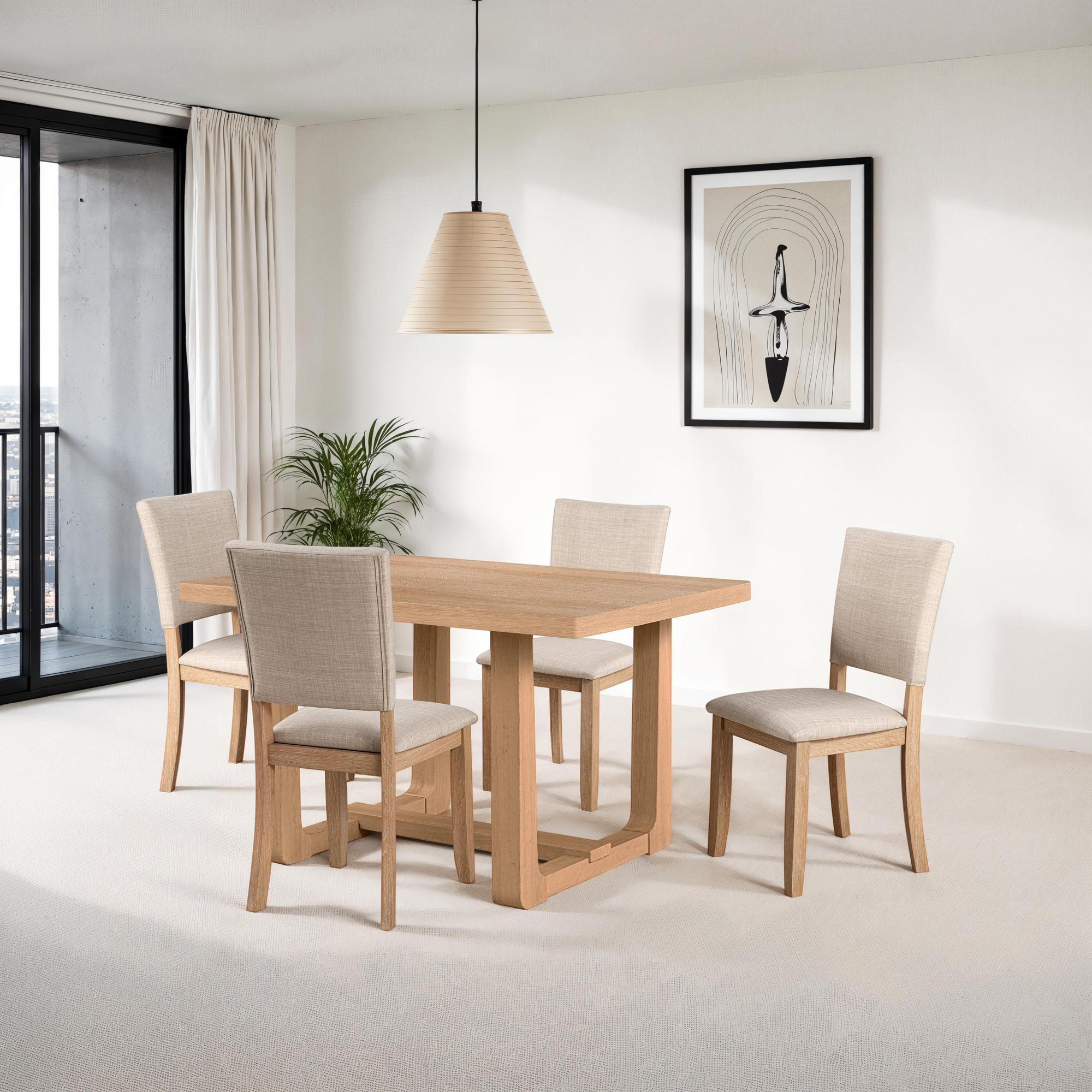 Sauro 5-Piece Dining Set w/ Table & 4 Chairs - Natural