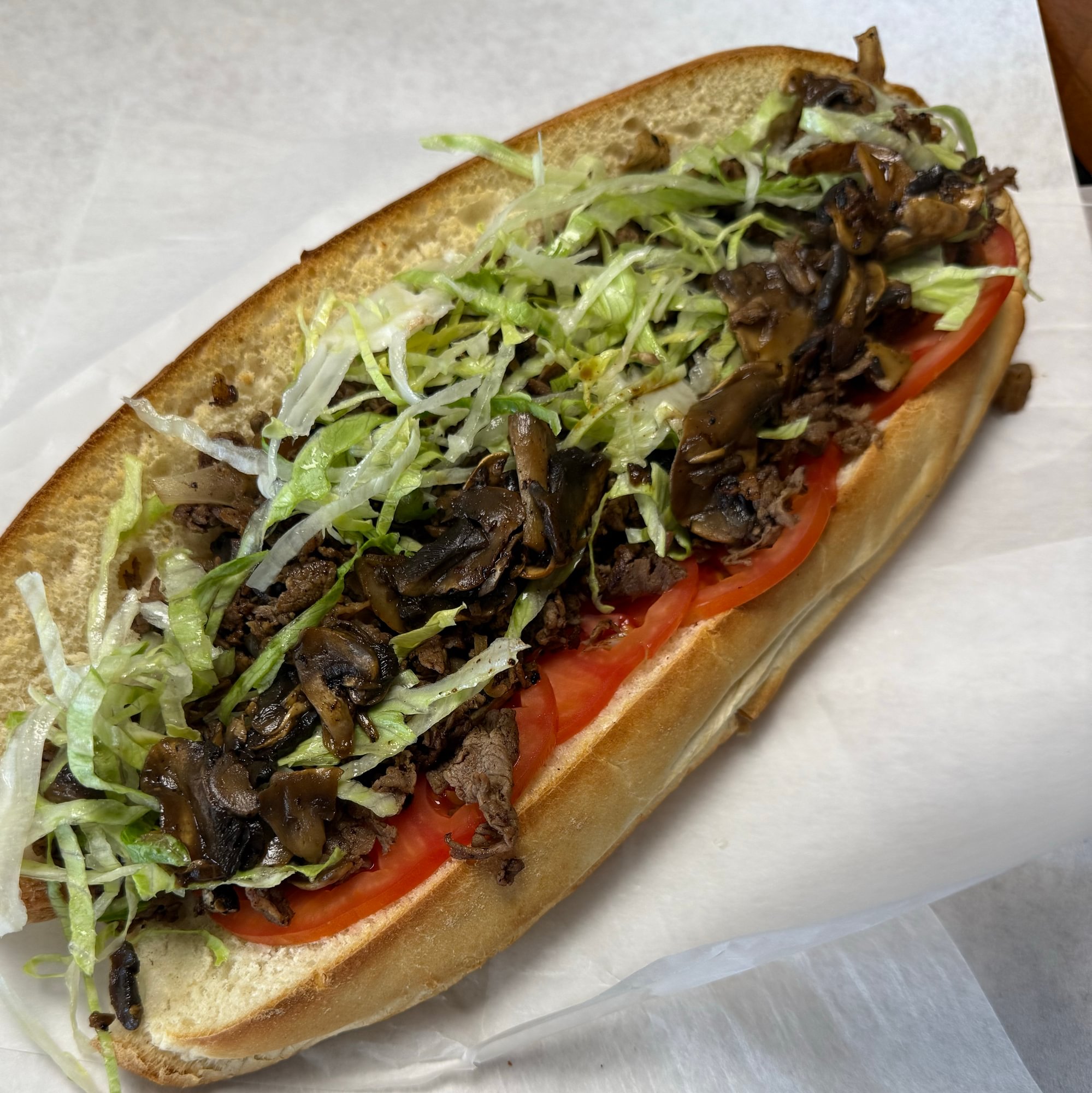 (Sm) #11 Steak, Onions, Mushrooms, Lettuce & Tomato