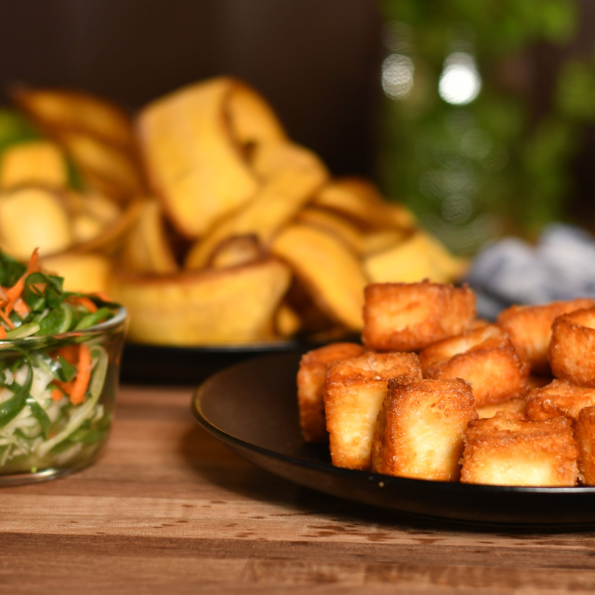 Fried Plantain Chips with Fried Cheese