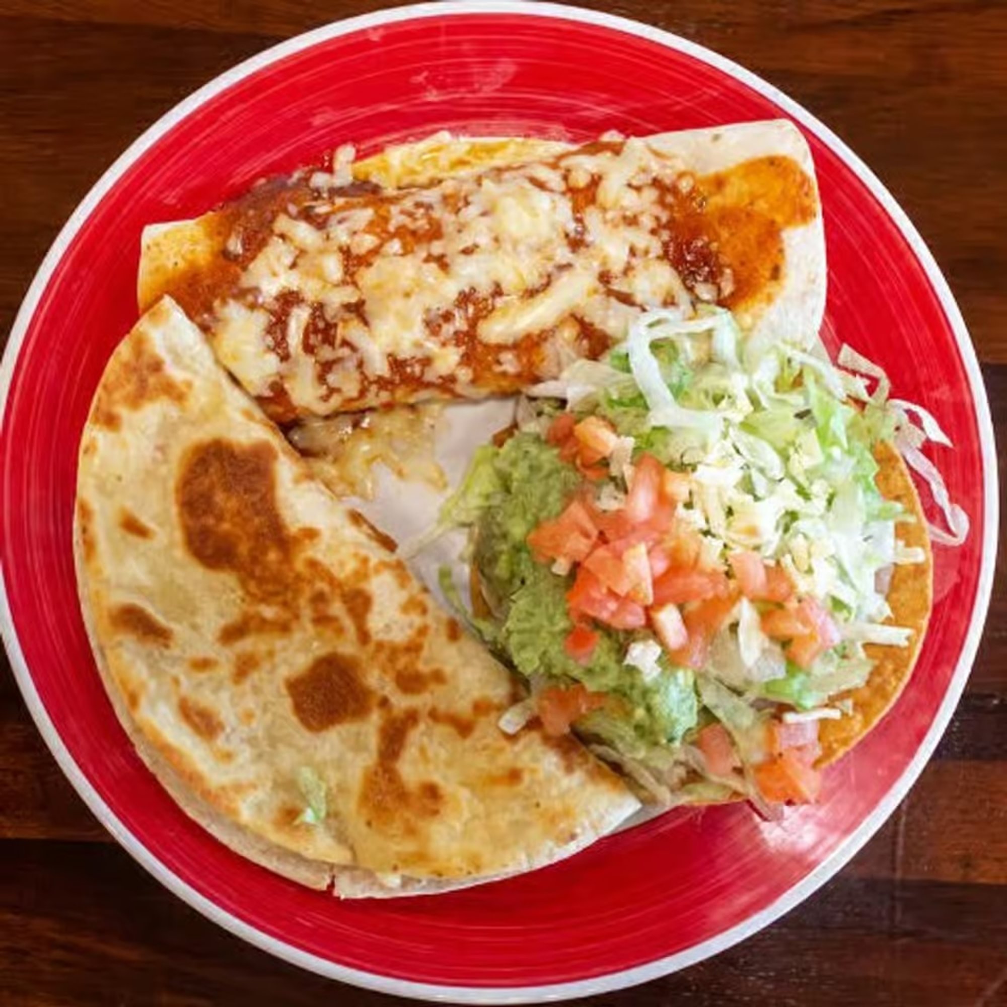 Bean Burrito, Chalupa, and Cheese Quesadilla