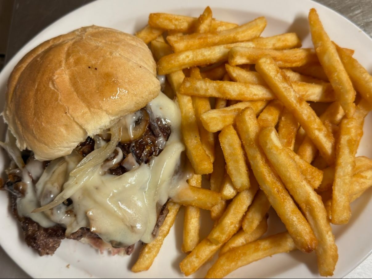 Mushroom, Onion, Swiss Burger